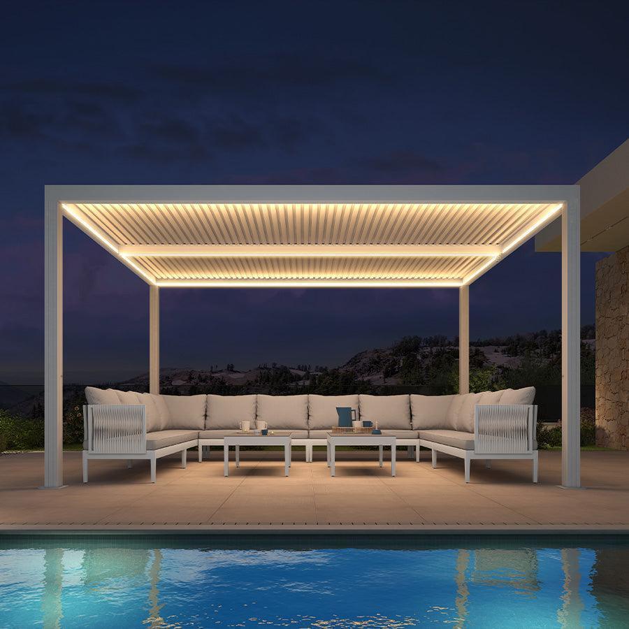 PURPLE LEAF Athena Louvered Pergola White Outdoor Aluminum Pergola with Strip Lights Adjustable Gazebo for Patio Deck Garden - Image 8