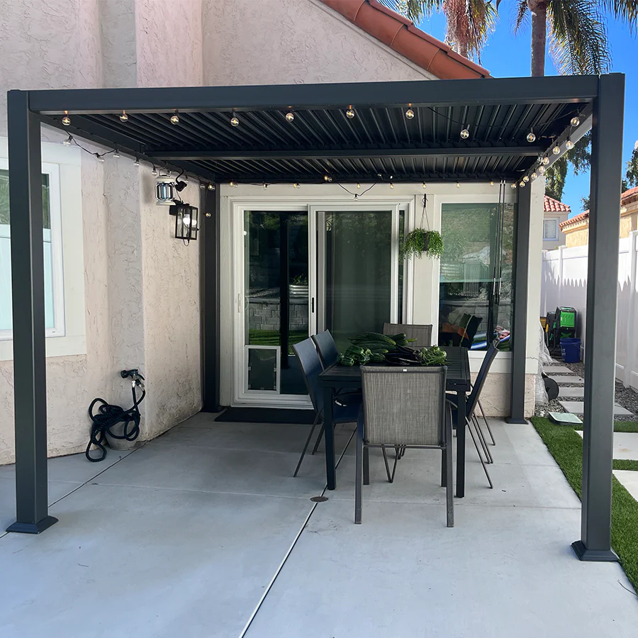 PURPLE LEAF Caesar Louvered Pergola with Milky String Lights Patio Aluminum Pergola with Independent Adjustable Rainproof Roof Hardtop Pergola for Outdoor Deck Garden Yard - Image 113