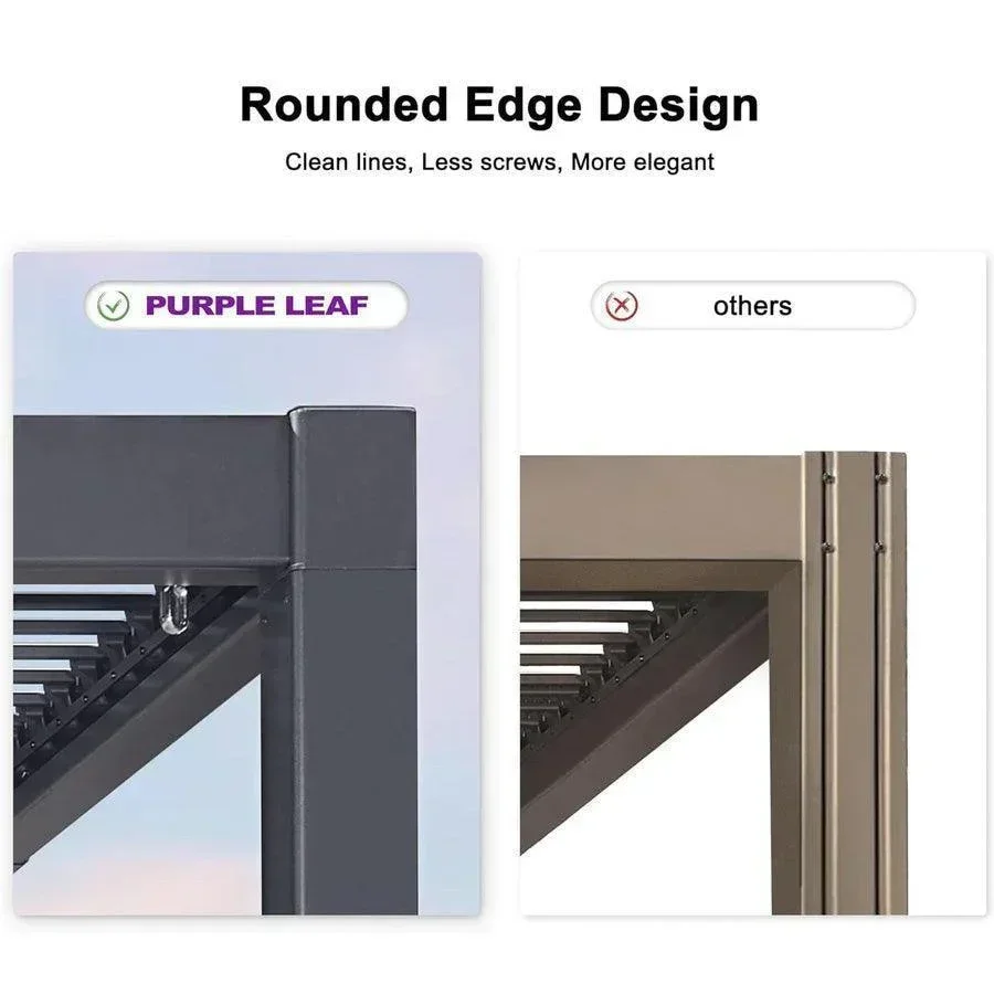 PURPLE LEAF Caesar Louvered Pergola with Milky String Lights Patio Aluminum Pergola with Independent Adjustable Rainproof Roof With Milky Lights - Image 21