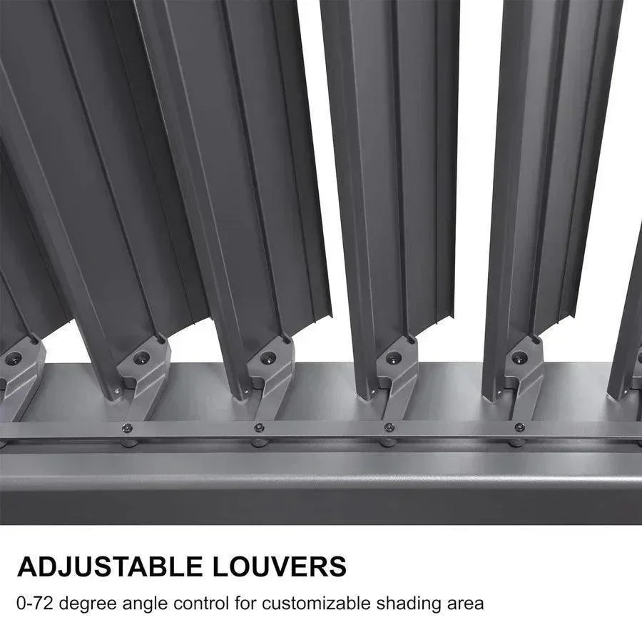 PURPLE LEAF Caesar Louvered Pergola with Milky String Lights Patio Aluminum Pergola with Independent Adjustable Rainproof Roof With Milky Lights - Image 25