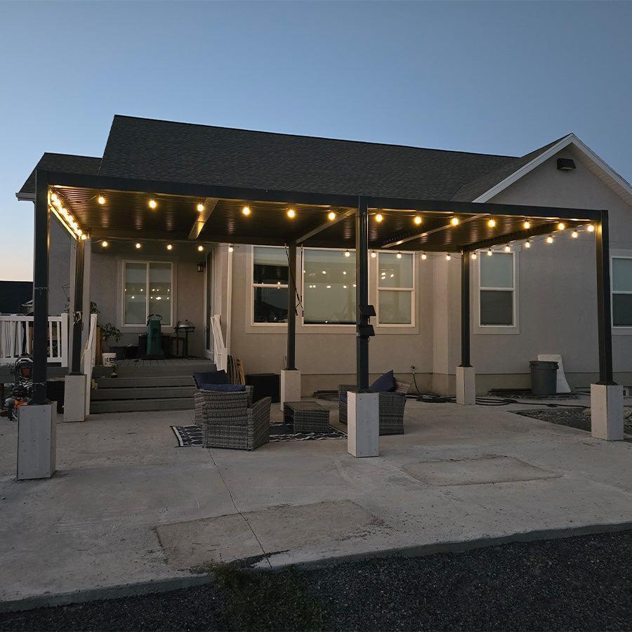 PURPLE LEAF Caesar Louvered Pergola with Milky String Lights Patio Aluminum Pergola with Independent Adjustable Rainproof Roof With Milky Lights - Image 33