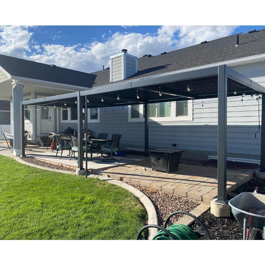 PURPLE LEAF Caesar Louvered Pergola with Milky String Lights Patio Aluminum Pergola with Independent Adjustable Rainproof Roof With Milky Lights - Image 37