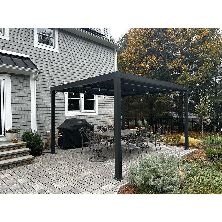 PURPLE LEAF Caesar Louvered Pergola with Milky String Lights Patio Aluminum Pergola with Independent Adjustable Rainproof Roof With Milky Lights - Image 40