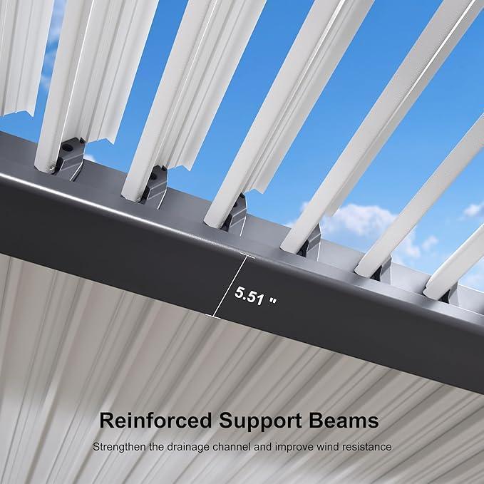 PURPLE LEAF Caesar Louvered Pergola with Milky String Lights Patio Aluminum Pergola with Independent Adjustable Rainproof Roof With Milky Lights - Image 52