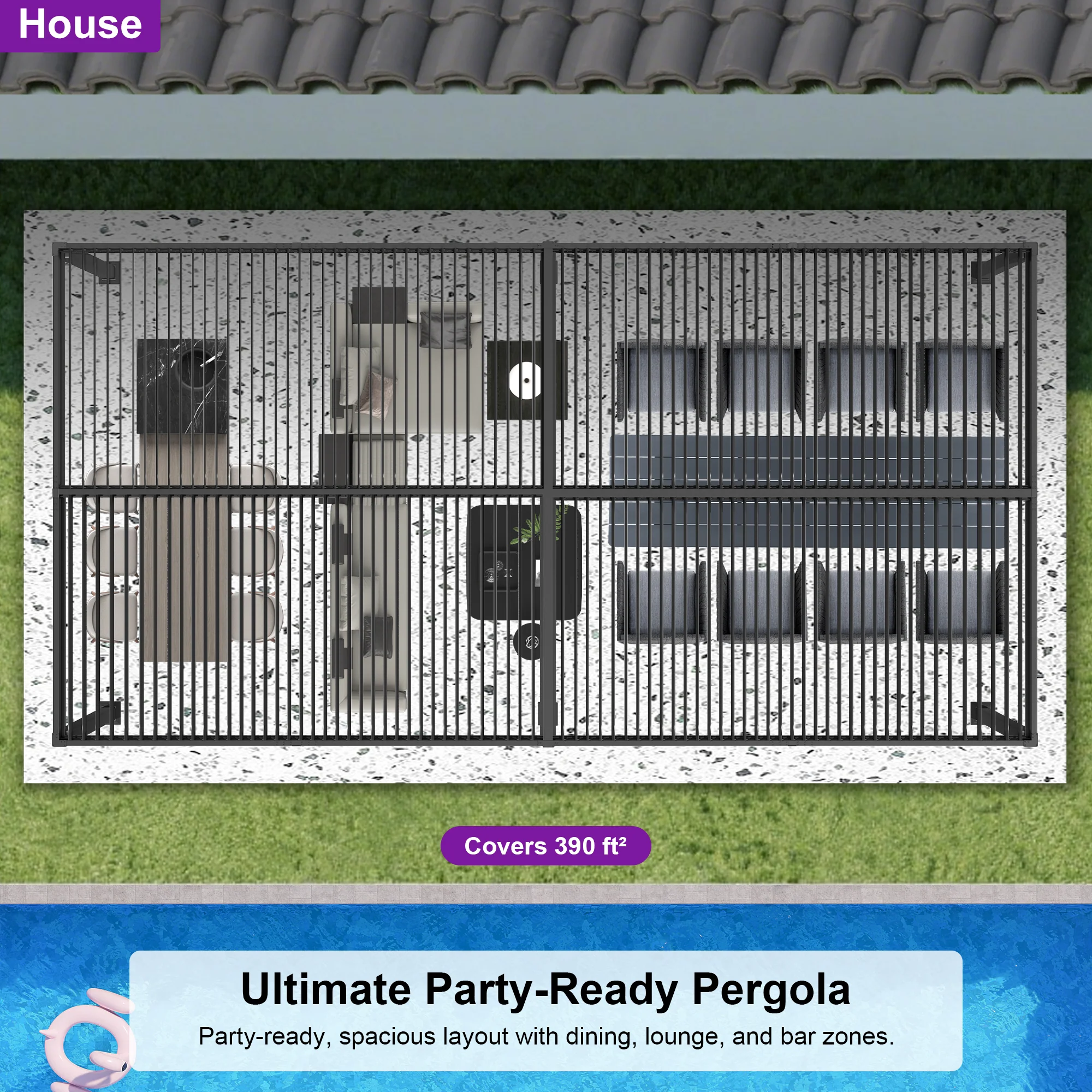 PURPLE LEAF Caesar Louvered Pergola with Milky String Lights Patio Aluminum Pergola with Independent Adjustable Rainproof Roof Hardtop Pergola for Outdoor Deck Garden Yard - Image 96