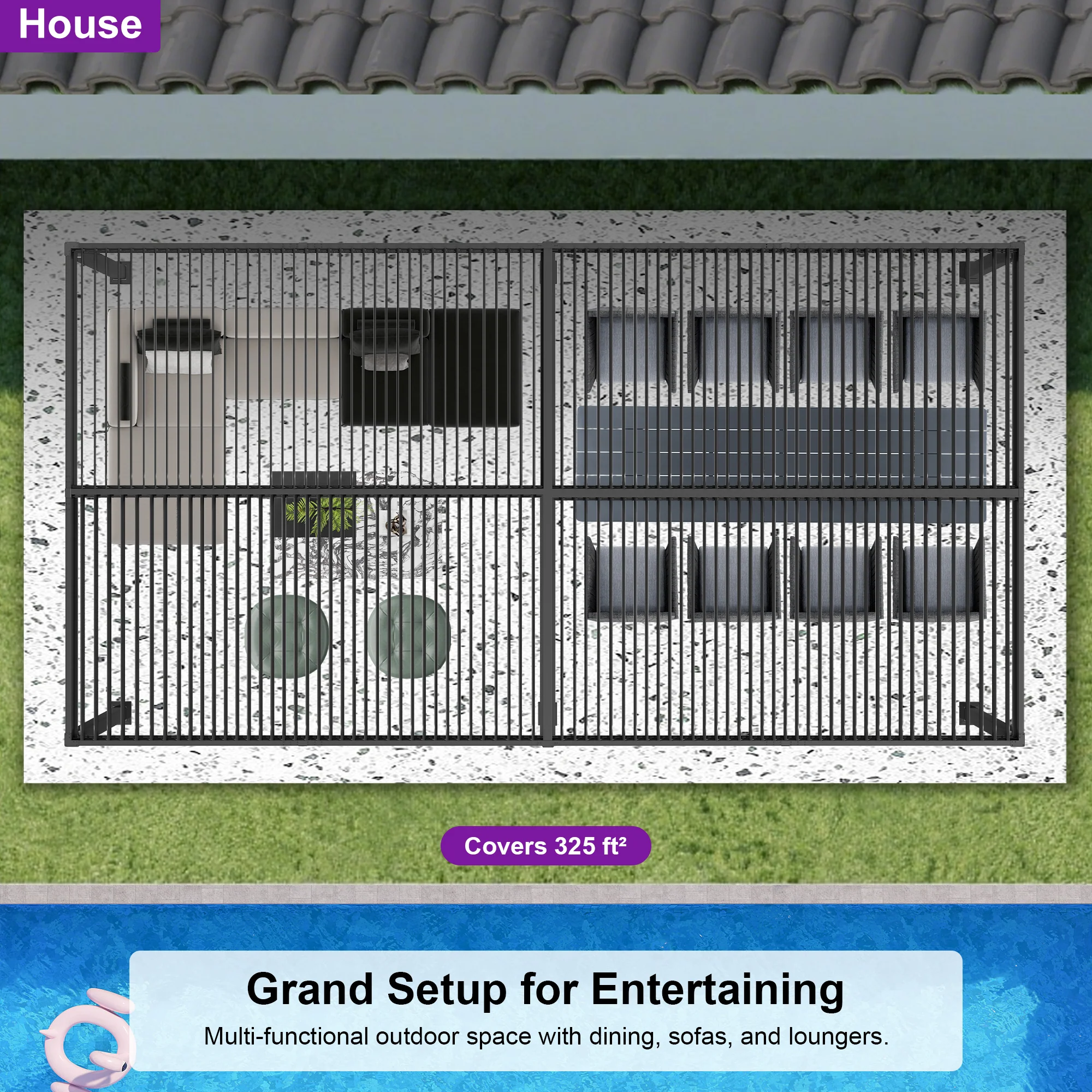 PURPLE LEAF Caesar Louvered Pergola with Milky String Lights Patio Aluminum Pergola with Independent Adjustable Rainproof Roof Hardtop Pergola for Outdoor Deck Garden Yard - Image 98