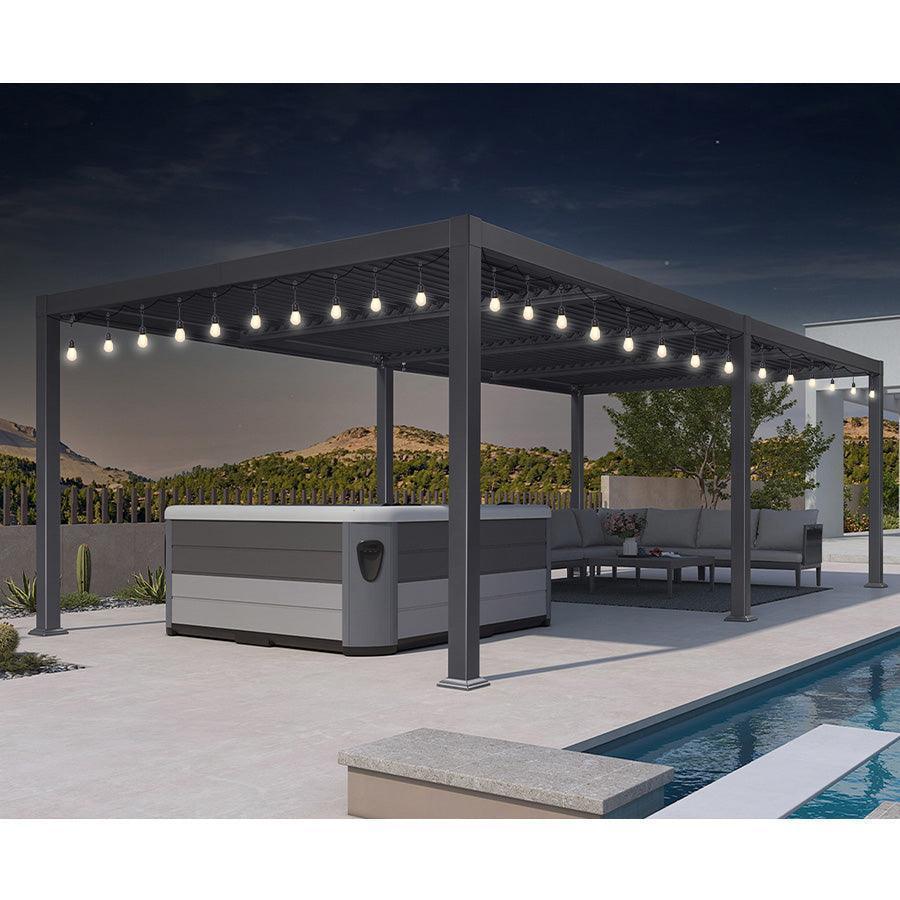 PURPLE LEAF Caesar Louvered Pergola with Yellow String Lights Patio Aluminum Pergola with Independent Adjustable Rainproof Roof Hardtop Pergola for Outdoor Deck Garden Yard - Image 12