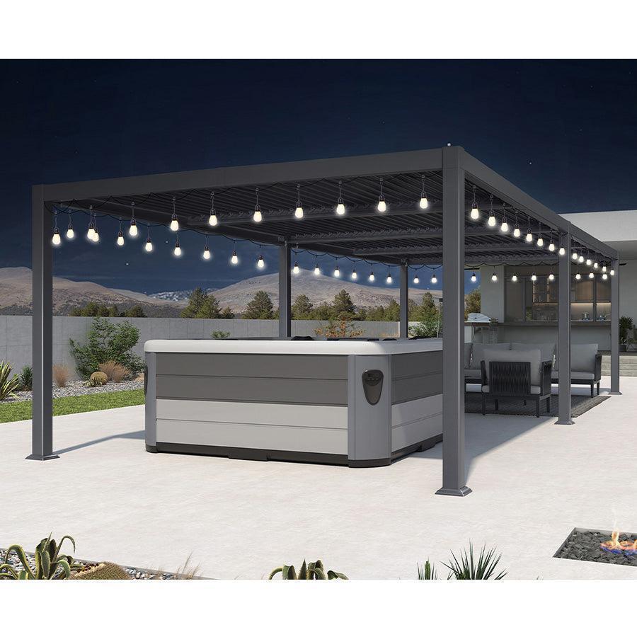 PURPLE LEAF Caesar Louvered Pergola with Yellow String Lights Patio Aluminum Pergola with Independent Adjustable Rainproof Roof Hardtop Pergola for Outdoor Deck Garden Yard - Image 13