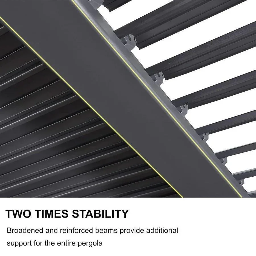 PURPLE LEAF Caesar Louvered Pergola with Yellow String Lights Patio Aluminum Pergola with Independent Adjustable Rainproof Roof Hardtop Pergola for Outdoor Deck Garden Yard - Image 16