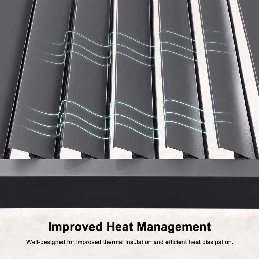 PURPLE LEAF Caesar Louvered Pergola with Yellow String Lights Patio Aluminum Pergola with Independent Adjustable Rainproof Roof Hardtop Pergola for Outdoor Deck Garden Yard - Image 19