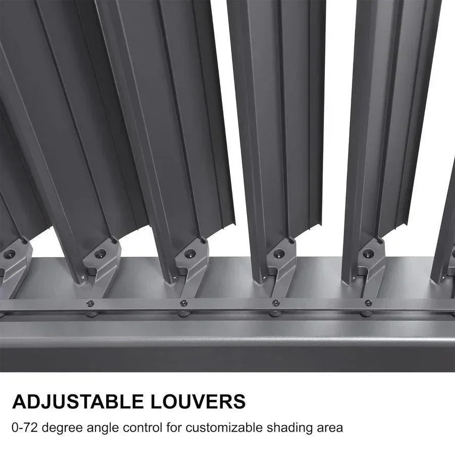 PURPLE LEAF Caesar Louvered Pergola with Yellow String Lights Patio Aluminum Pergola with Independent Adjustable Rainproof Roof Hardtop Pergola for Outdoor Deck Garden Yard - Image 25