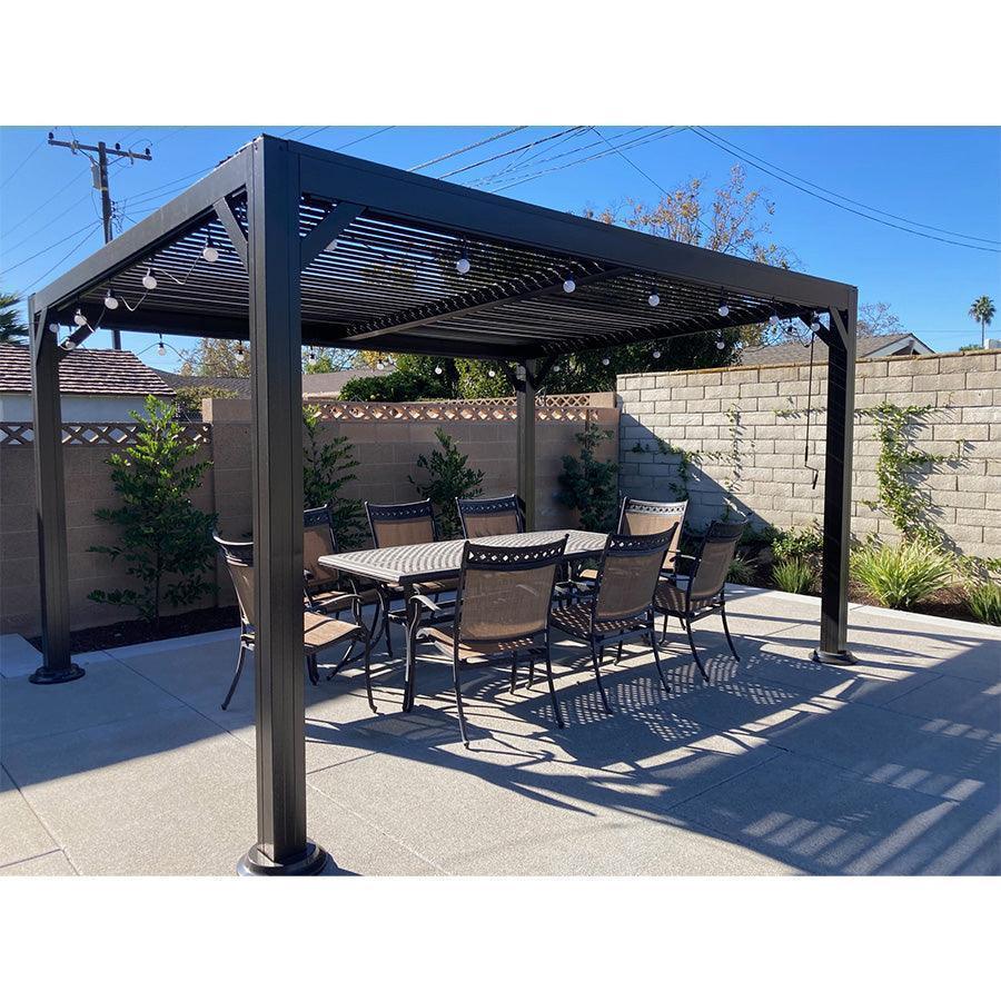 PURPLE LEAF Caesar Louvered Pergola with Yellow String Lights Patio Aluminum Pergola with Independent Adjustable Rainproof Roof Hardtop Pergola for Outdoor Deck Garden Yard - Image 30