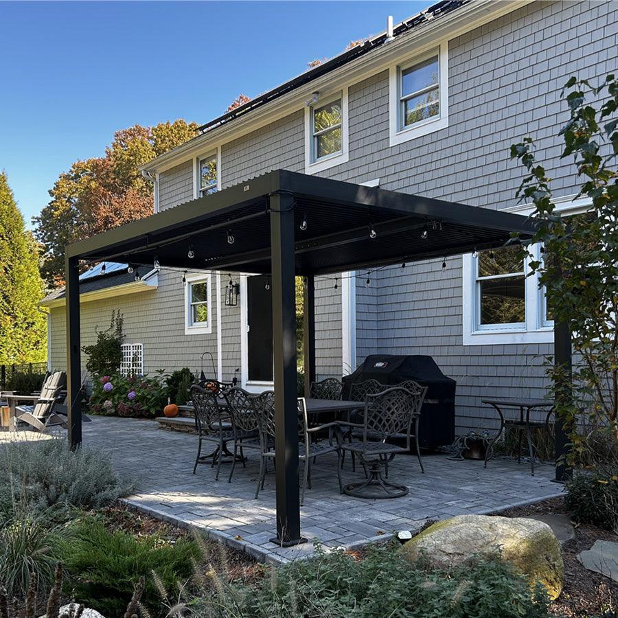 PURPLE LEAF Caesar Louvered Pergola with Yellow String Lights Patio Aluminum Pergola with Independent Adjustable Rainproof Roof Hardtop Pergola for Outdoor Deck Garden Yard - Image 31