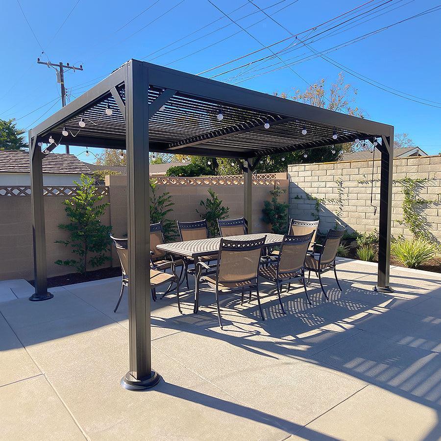 PURPLE LEAF Caesar Louvered Pergola with Yellow String Lights Patio Aluminum Pergola with Independent Adjustable Rainproof Roof Hardtop Pergola for Outdoor Deck Garden Yard - Image 33