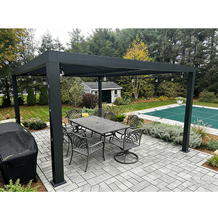 PURPLE LEAF Caesar Louvered Pergola with Yellow String Lights Patio Aluminum Pergola with Independent Adjustable Rainproof Roof Hardtop Pergola for Outdoor Deck Garden Yard - Image 77