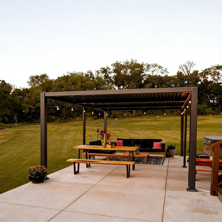 PURPLE LEAF Caesar Louvered Pergola with Yellow String Lights Patio Aluminum Pergola with Independent Adjustable Rainproof Roof Hardtop Pergola for Outdoor Deck Garden Yard - Image 81