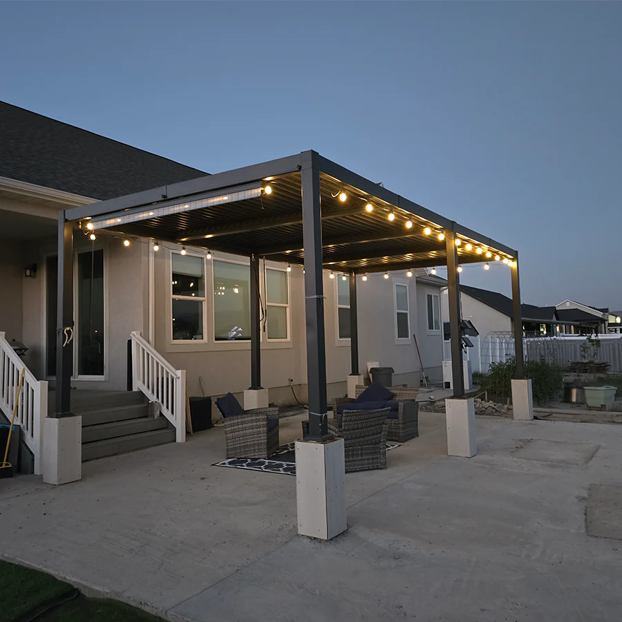 PURPLE LEAF Caesar Louvered Pergola with Yellow String Lights Patio Aluminum Pergola with Independent Adjustable Rainproof Roof Hardtop Pergola for Outdoor Deck Garden Yard - Image 84