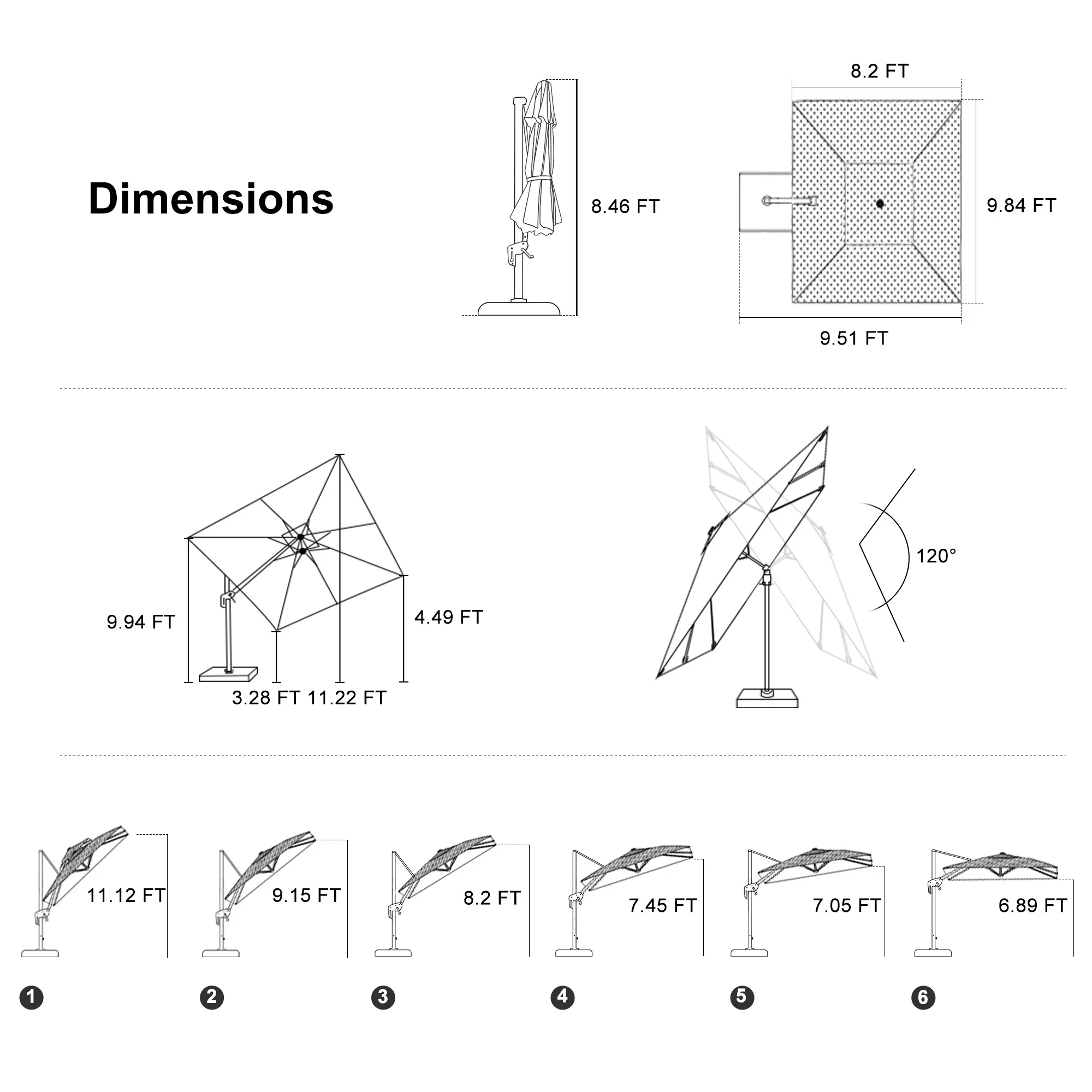 PURPLE LEAF UV Resistant Left-right Tilting Patio Umbrella Swivel Outdoor Umbrella - Image 104