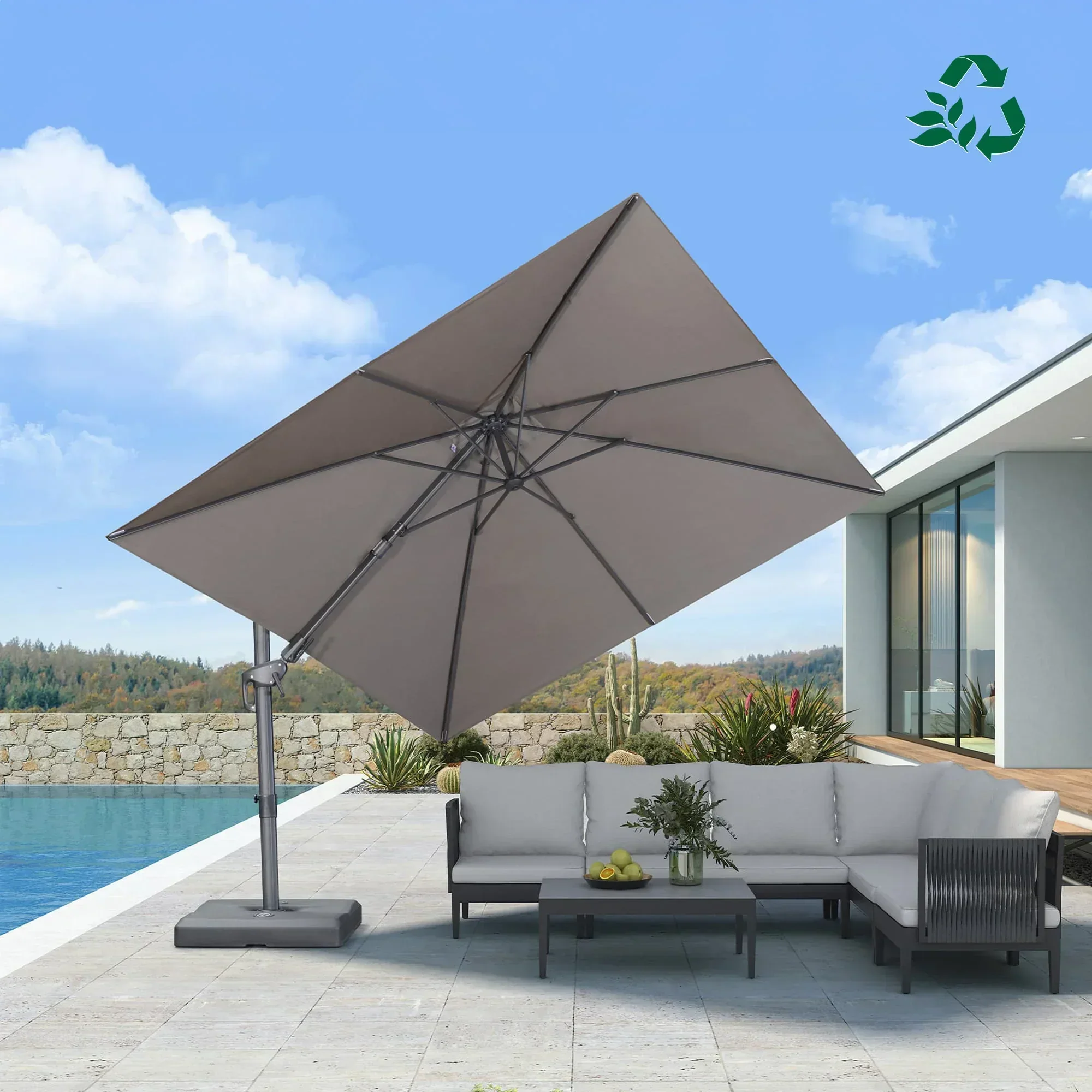 PURPLE LEAF UV Resistant Left-right Tilting Patio Umbrella Swivel Outdoor Umbrella - Image 110