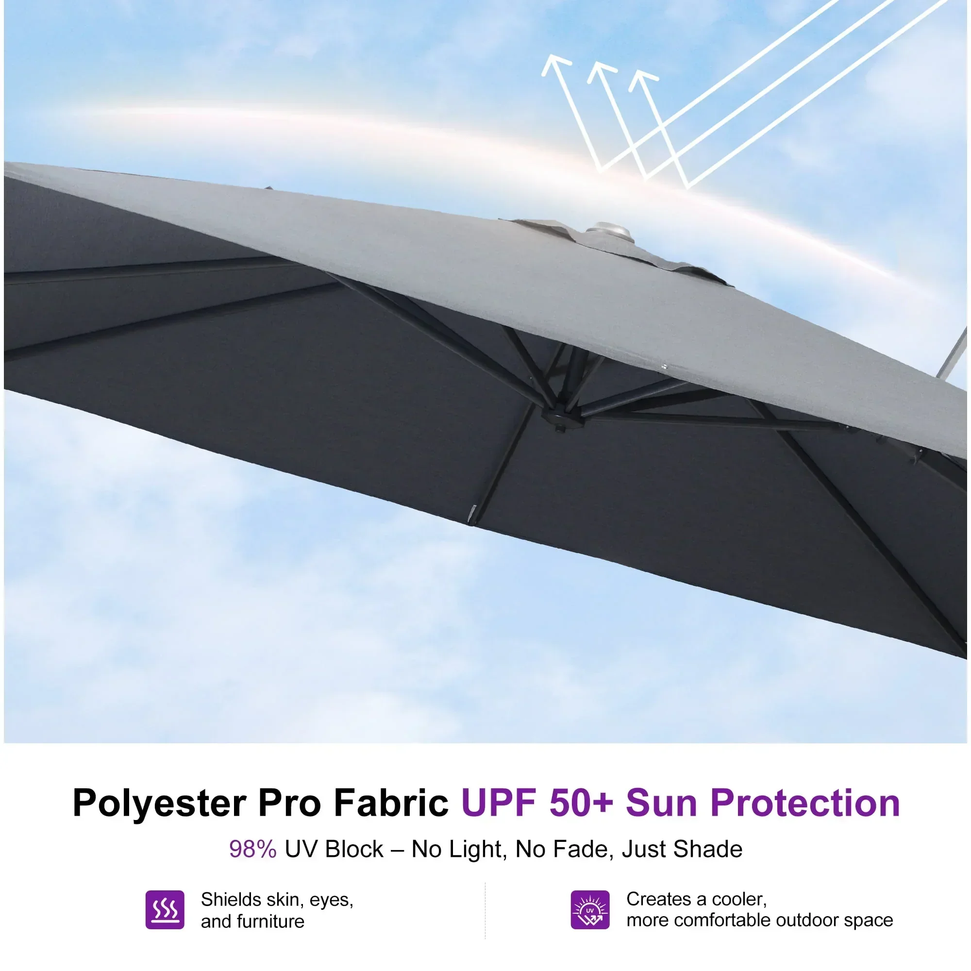 PURPLE LEAF UV Resistant Left-right Tilting Patio Umbrella Swivel Outdoor Umbrella - Image 34