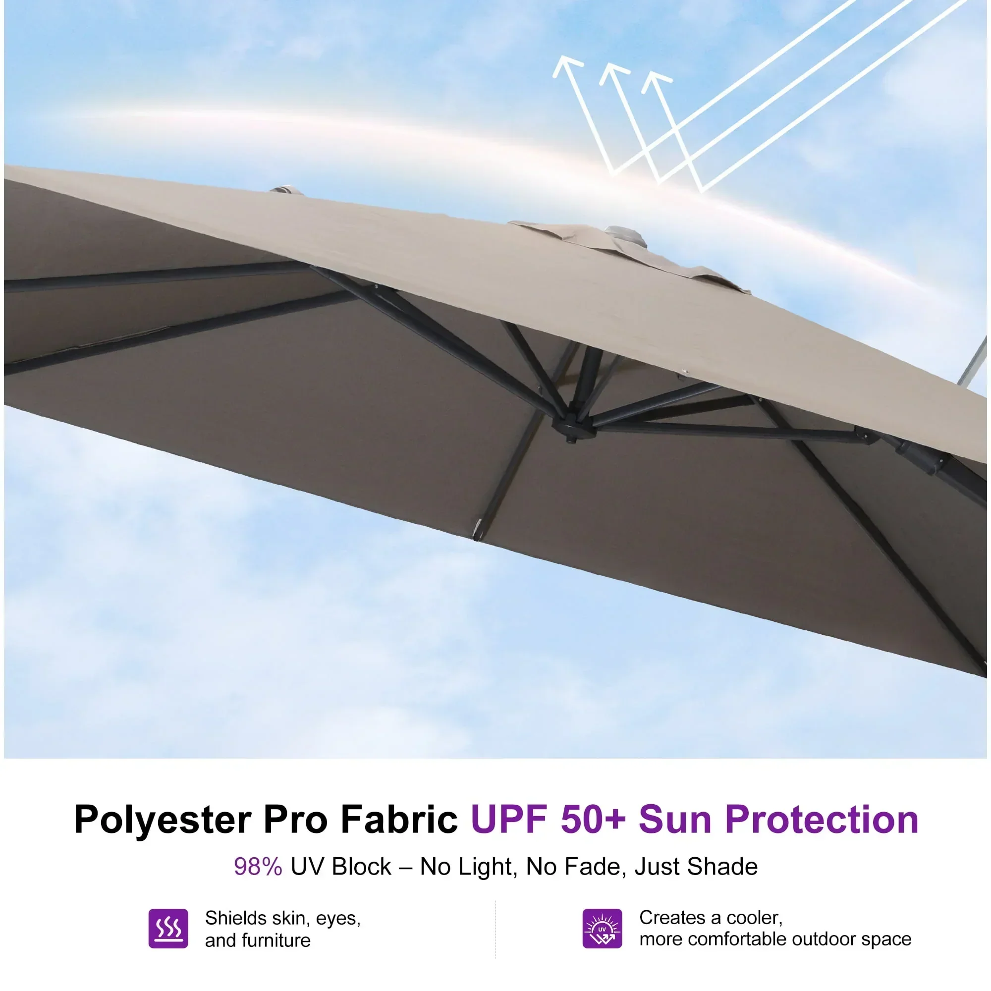 PURPLE LEAF UV Resistant Left-right Tilting Patio Umbrella Swivel Outdoor Umbrella - Image 35