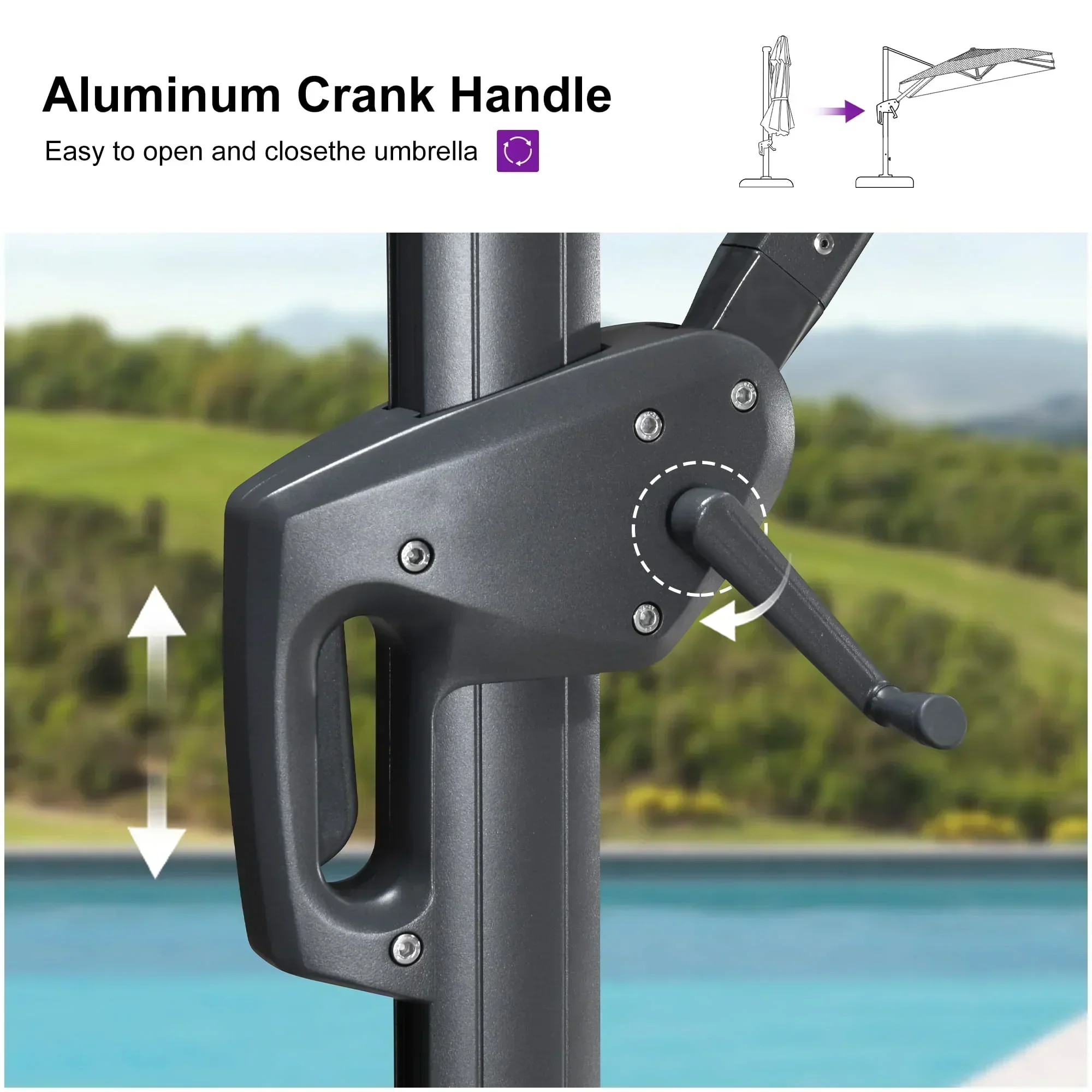 PURPLE LEAF UV Resistant Left-right Tilting Patio Umbrella Swivel Outdoor Umbrella - Image 37