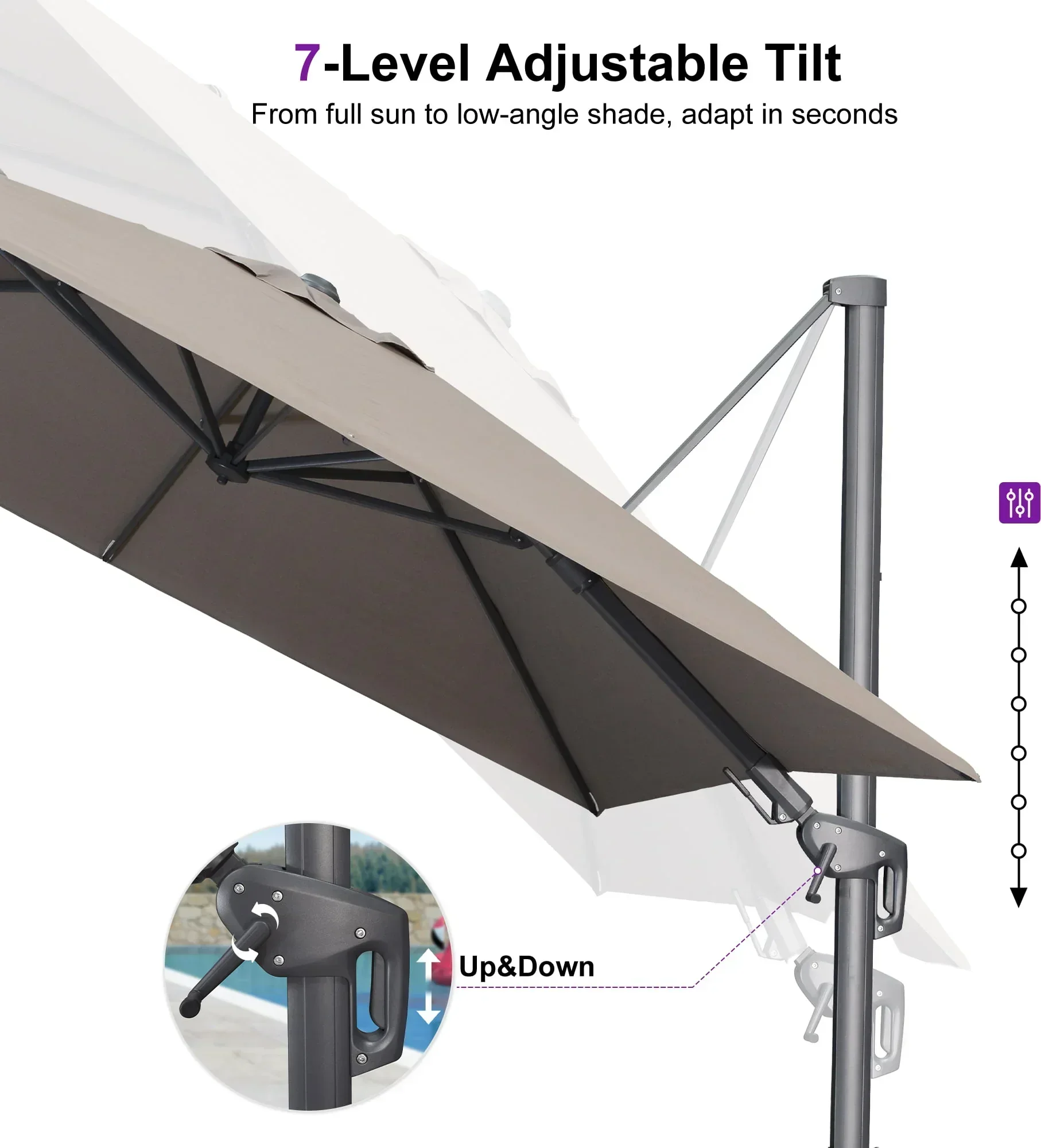 PURPLE LEAF UV Resistant Left-right Tilting Patio Umbrella Swivel Outdoor Umbrella - Image 39