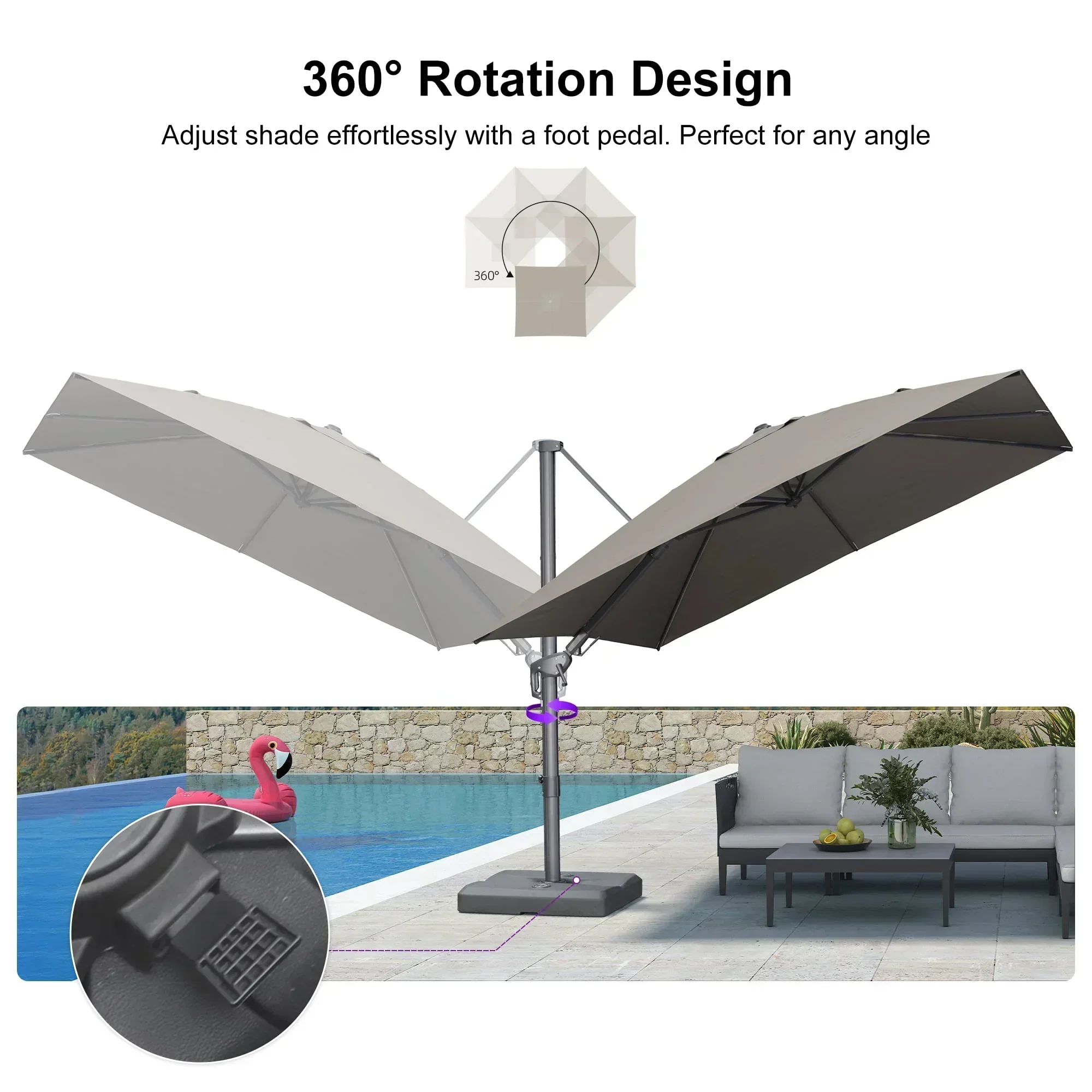 PURPLE LEAF UV Resistant Left-right Tilting Patio Umbrella Swivel Outdoor Umbrella - Image 40