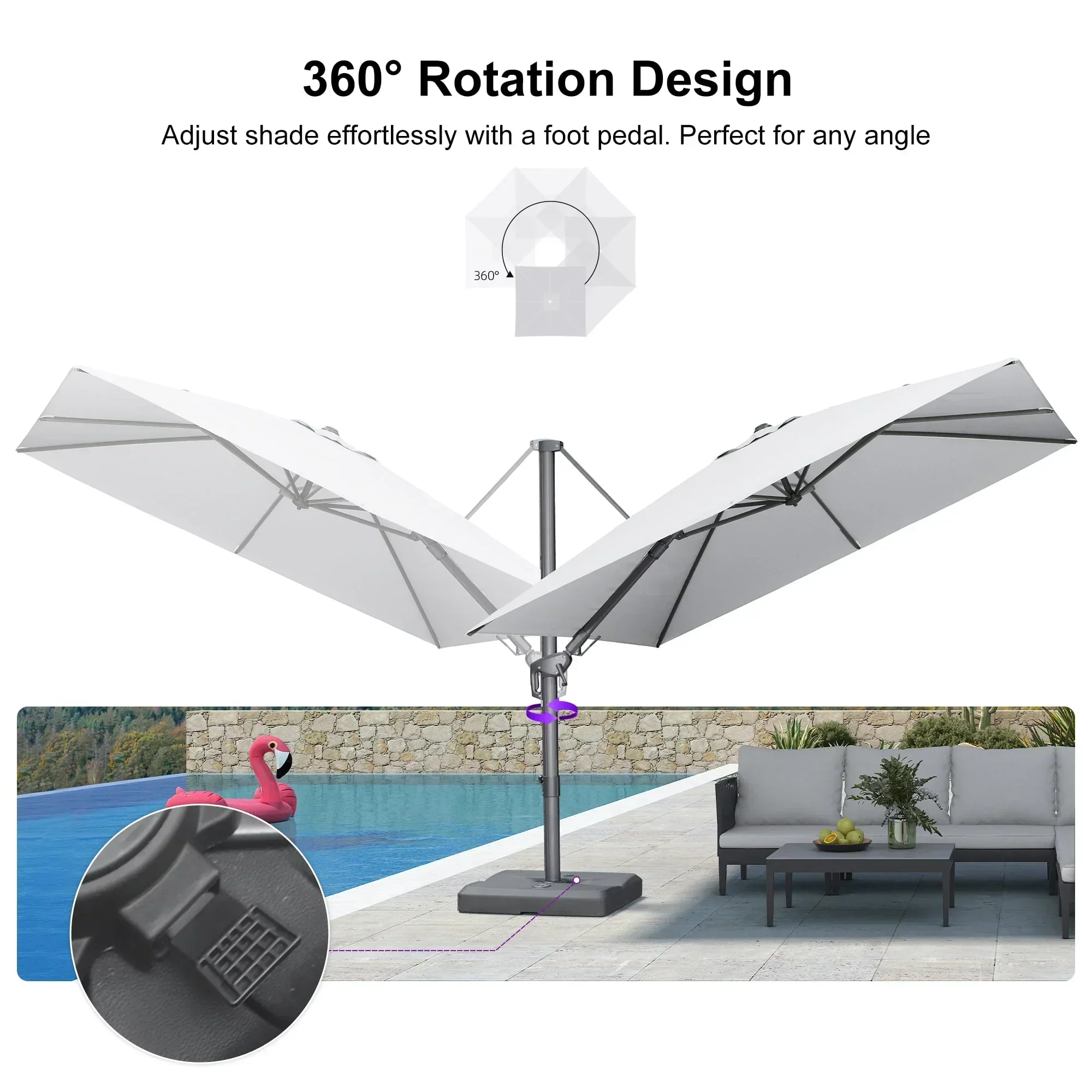 PURPLE LEAF UV Resistant Left-right Tilting Patio Umbrella Swivel Outdoor Umbrella - Image 45