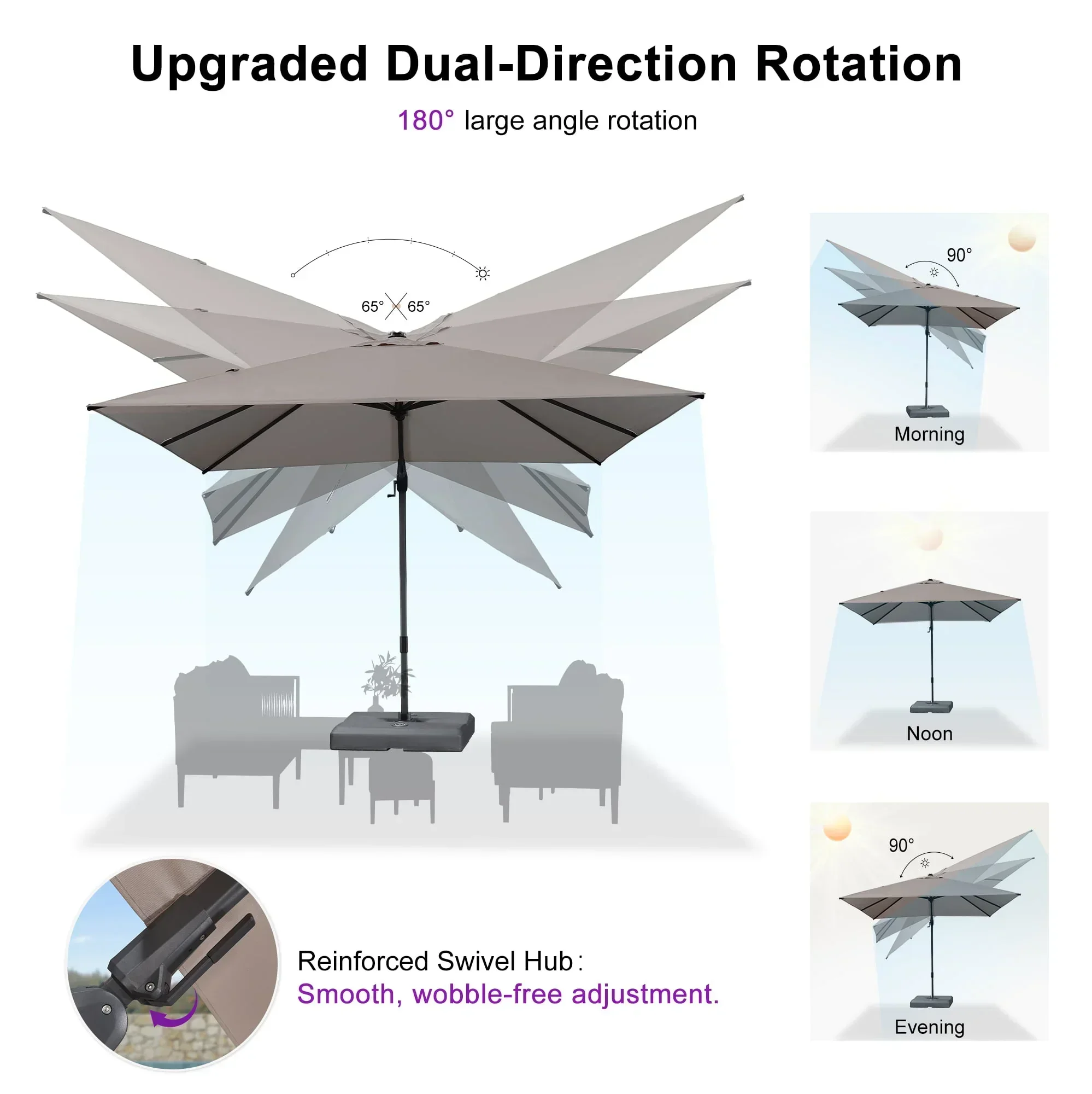 PURPLE LEAF UV Resistant Left-right Tilting Patio Umbrella Swivel Outdoor Umbrella - Image 55