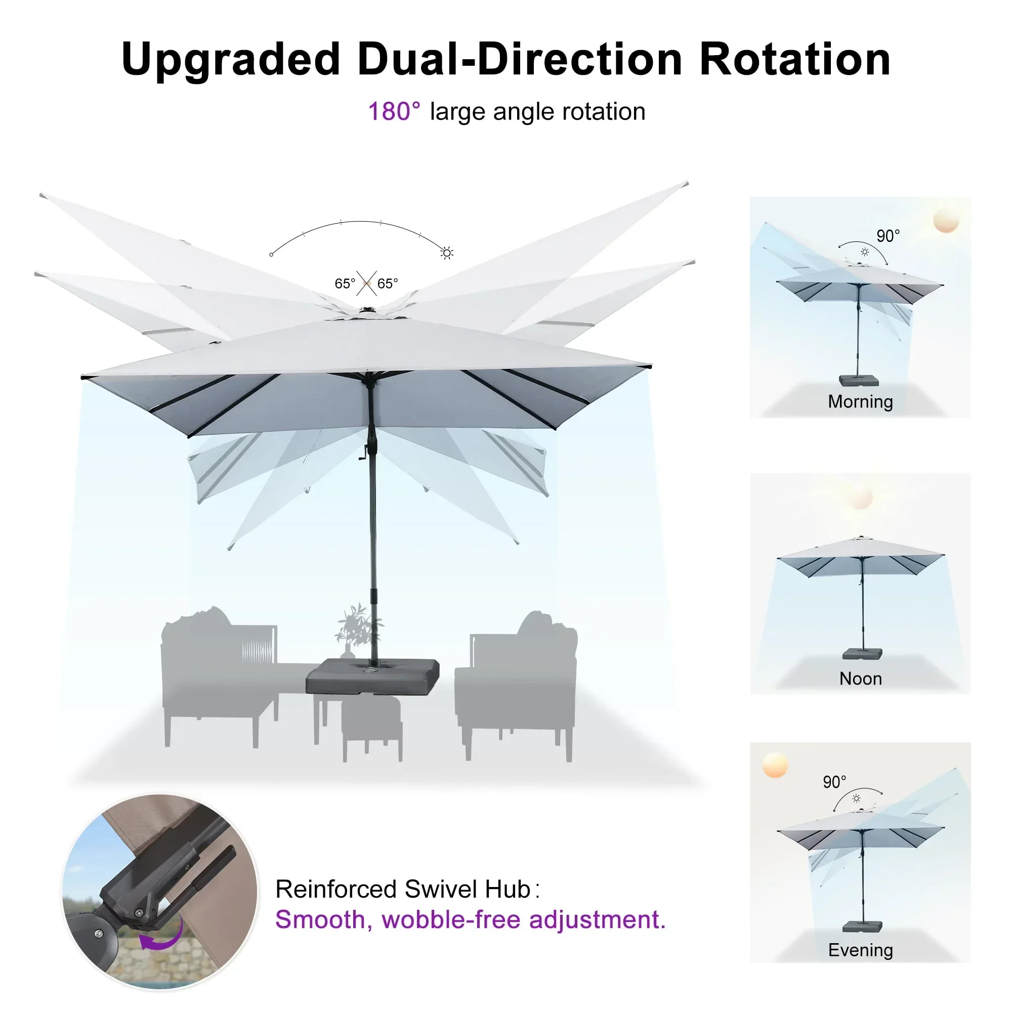 PURPLE LEAF UV Resistant Left-right Tilting Patio Umbrella Swivel Outdoor Umbrella - Image 59