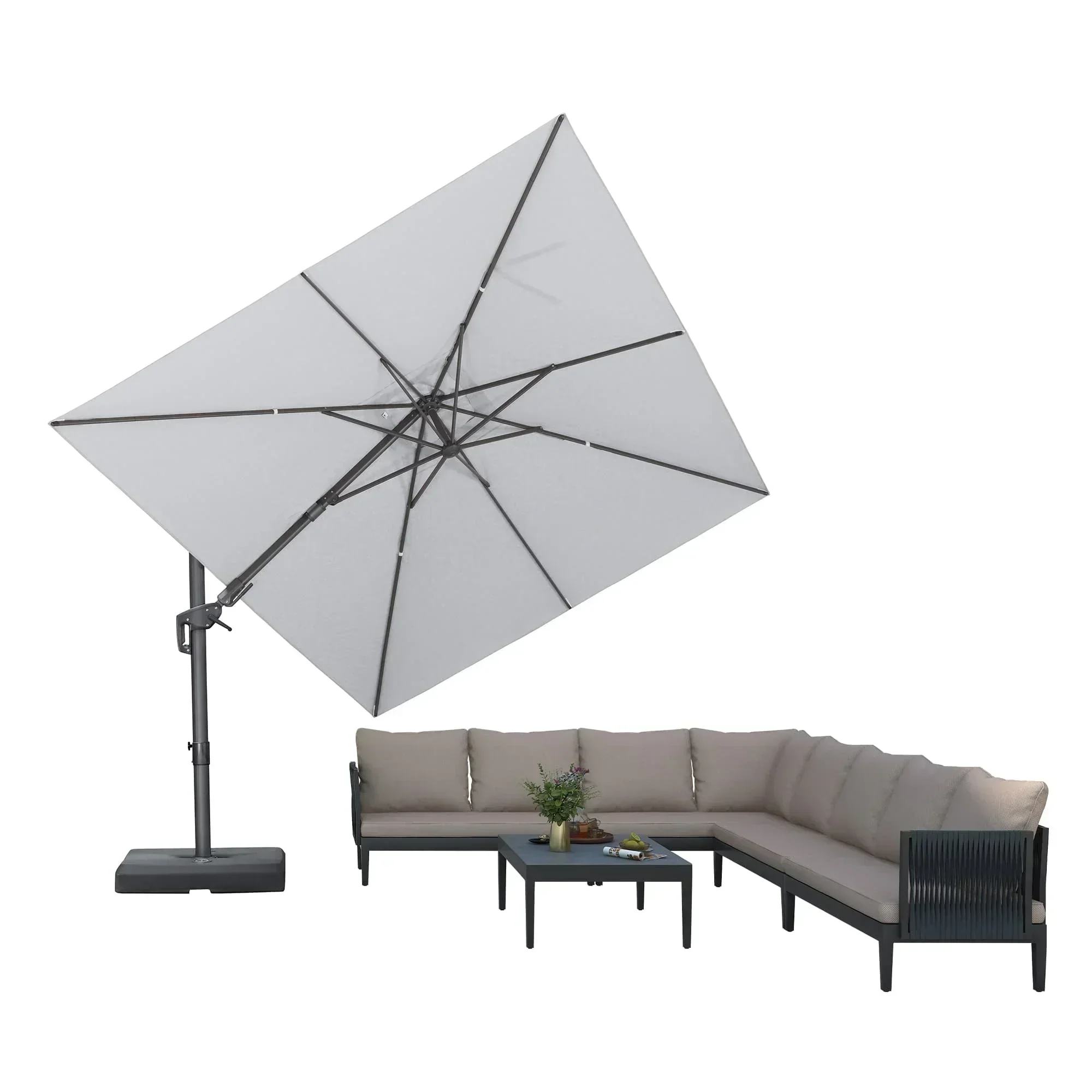 PURPLE LEAF UV Resistant Left-right Tilting Patio Umbrella Swivel Outdoor Umbrella - Image 62