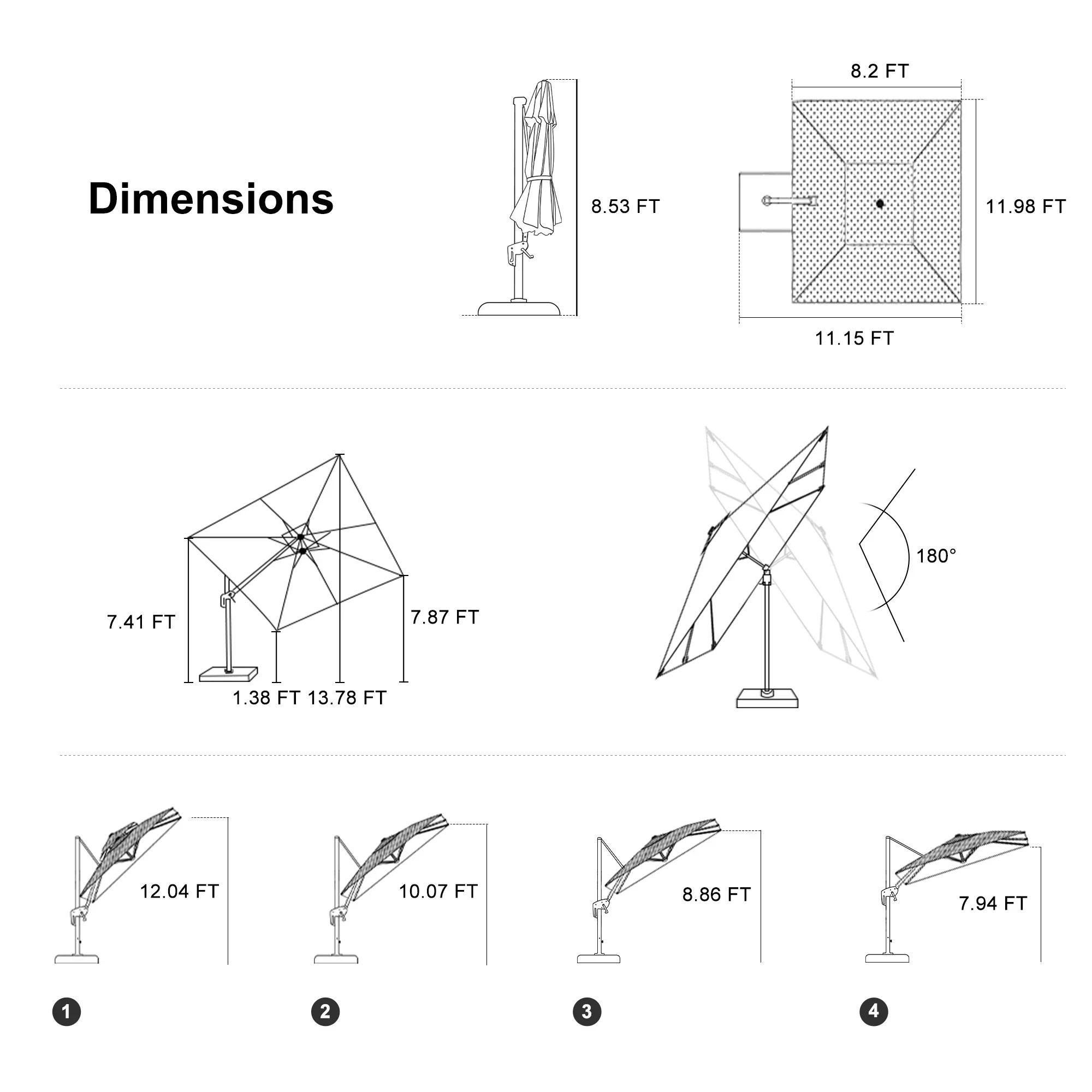 PURPLE LEAF UV Resistant Left-right Tilting Patio Umbrella Swivel Outdoor Umbrella - Image 70