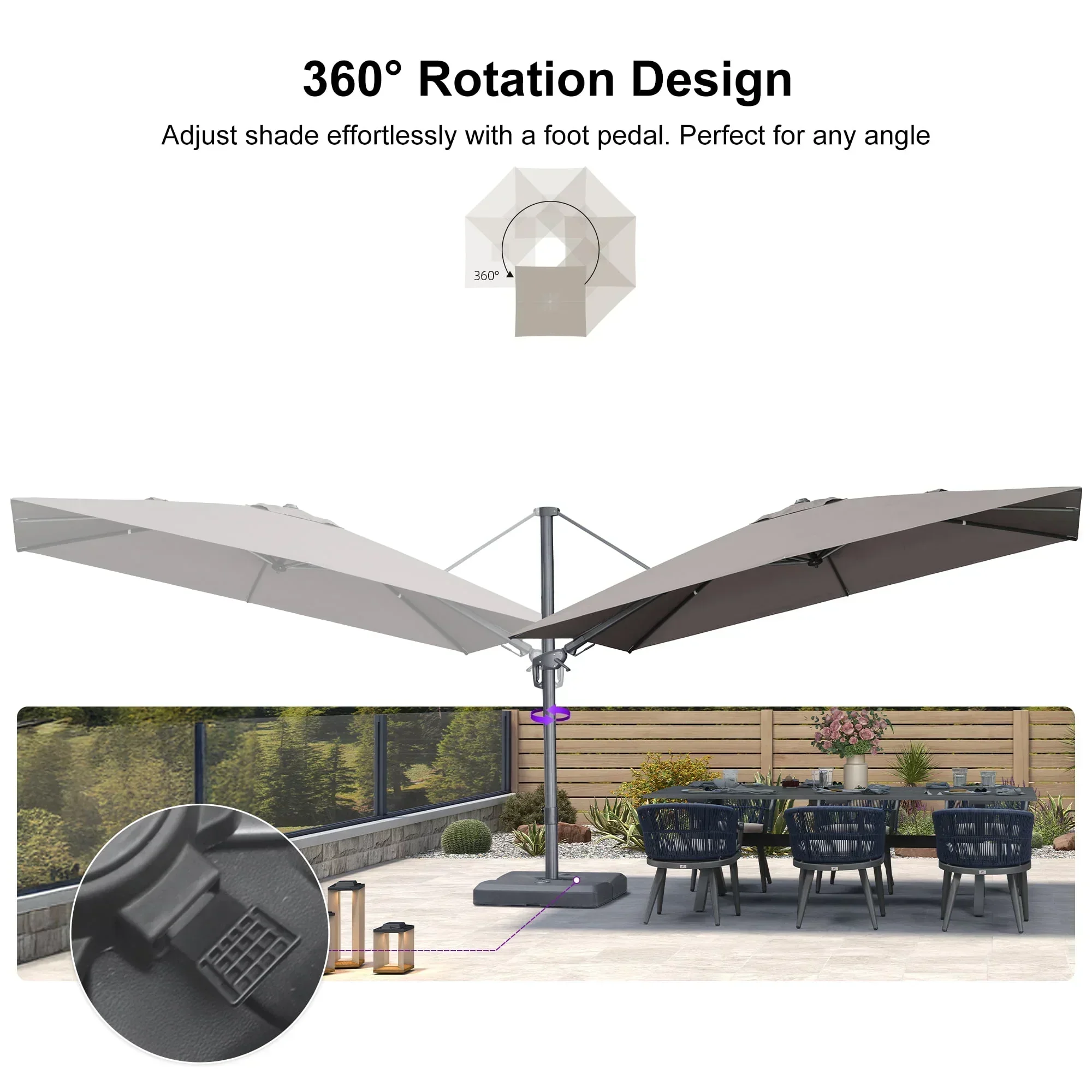 PURPLE LEAF UV Resistant Left-right Tilting Patio Umbrella Swivel Outdoor Umbrella - Image 73