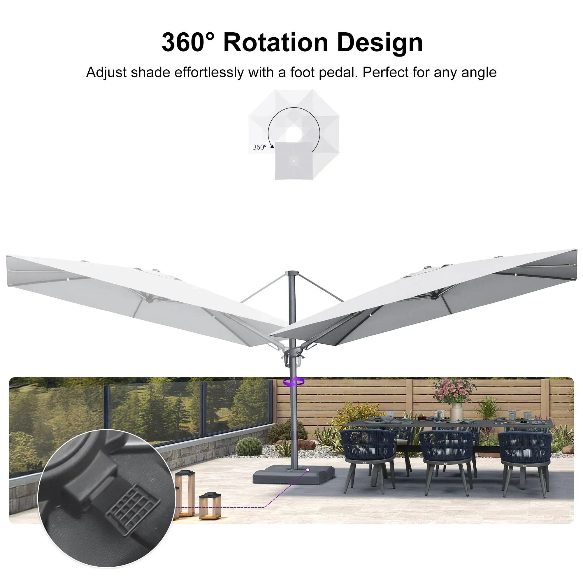 PURPLE LEAF UV Resistant Left-right Tilting Patio Umbrella Swivel Outdoor Umbrella - Image 80