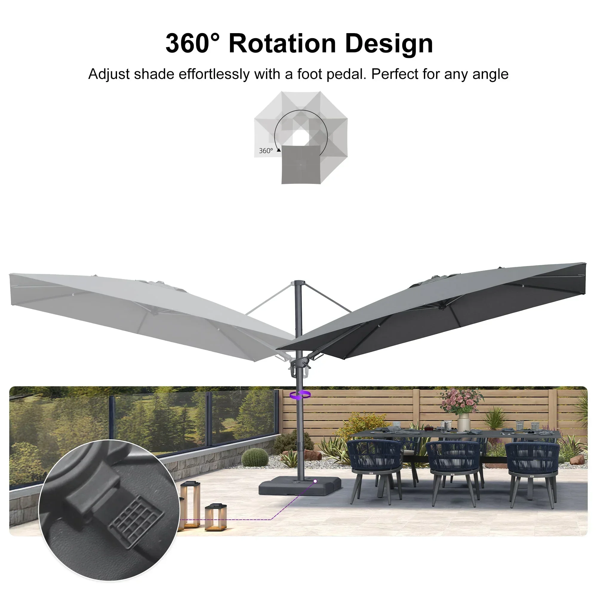 PURPLE LEAF UV Resistant Left-right Tilting Patio Umbrella Swivel Outdoor Umbrella - Image 86