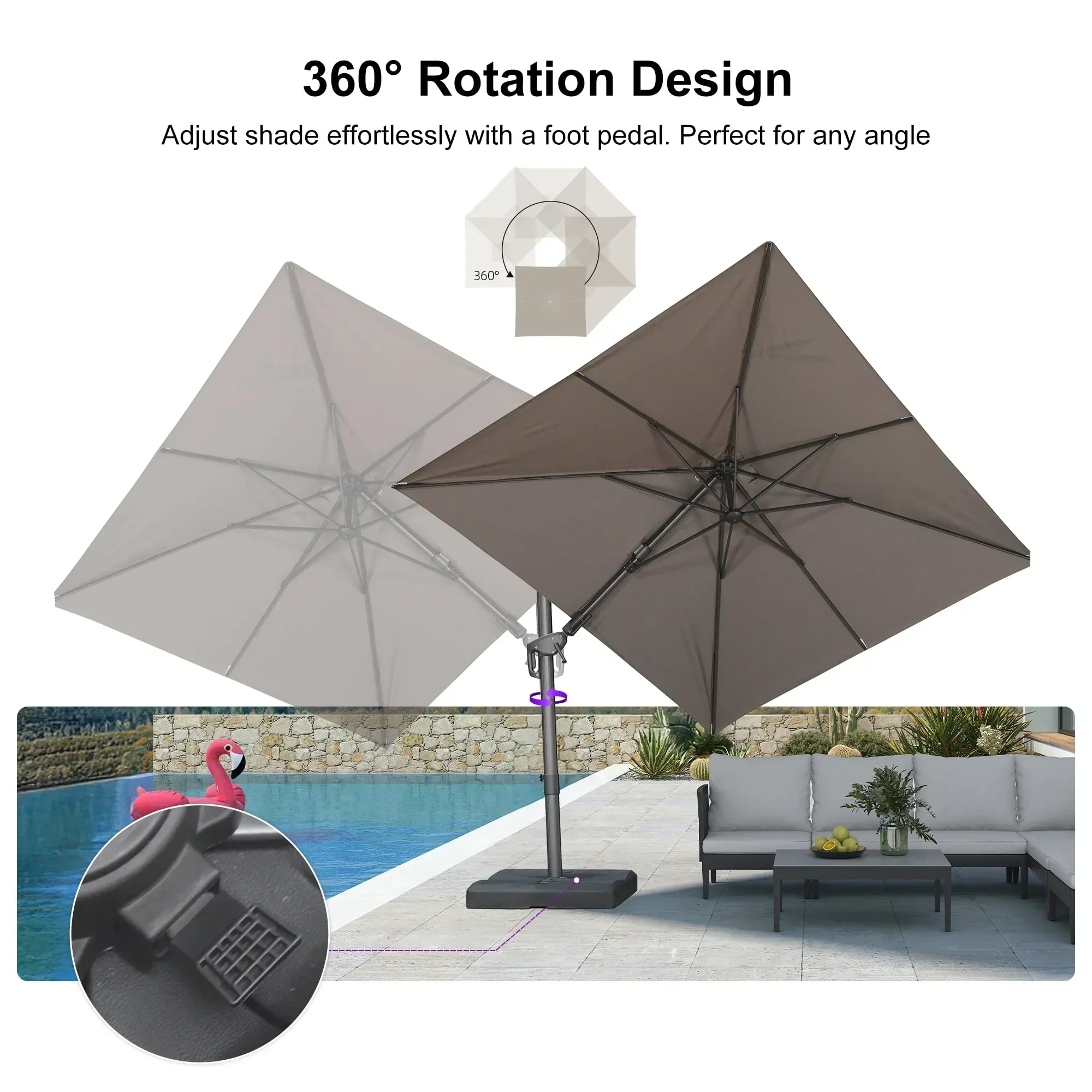 PURPLE LEAF UV Resistant Left-right Tilting Patio Umbrella Swivel Outdoor Umbrella - Image 92