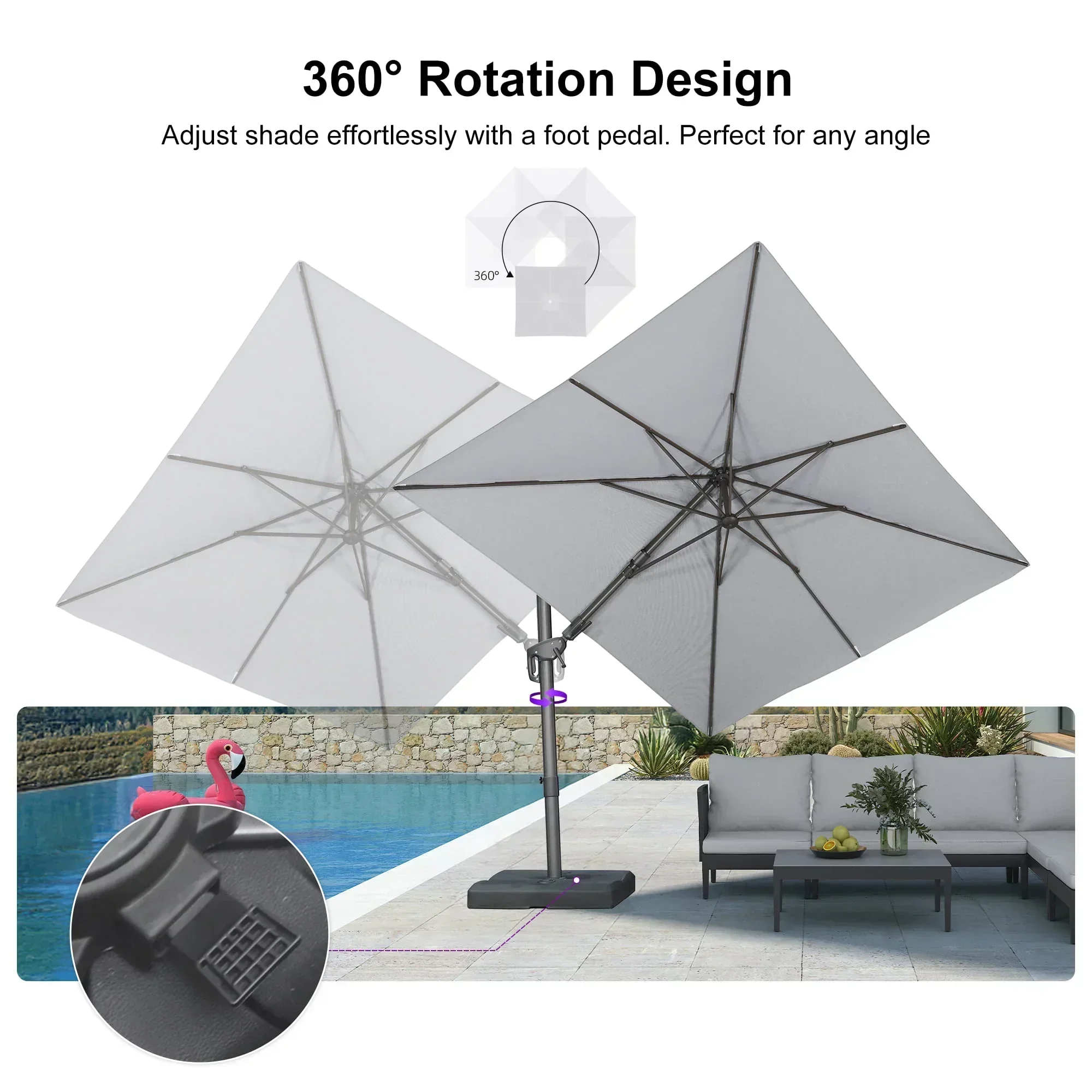 PURPLE LEAF UV Resistant Left-right Tilting Patio Umbrella Swivel Outdoor Umbrella - Image 93