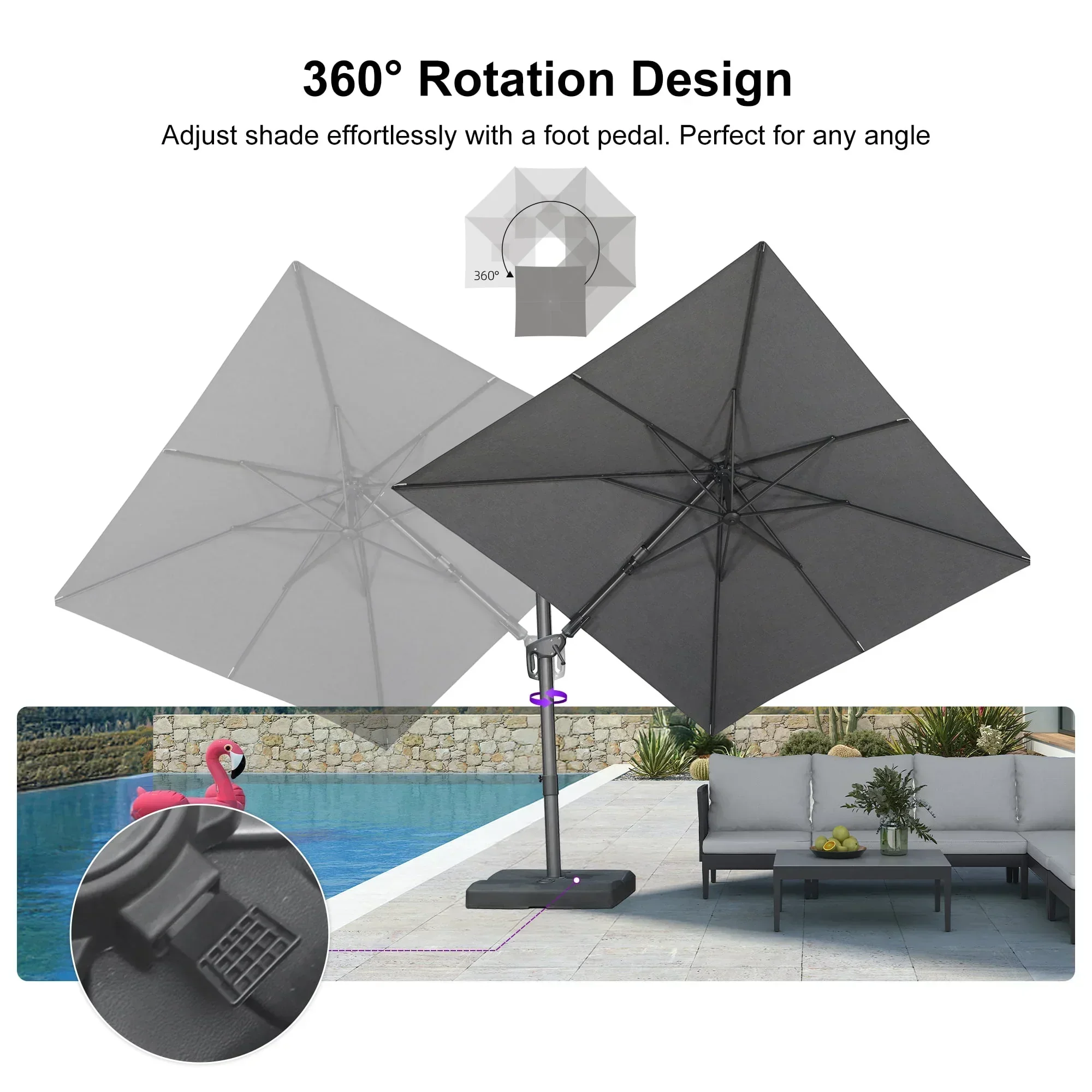 PURPLE LEAF UV Resistant Left-right Tilting Patio Umbrella Swivel Outdoor Umbrella - Image 101