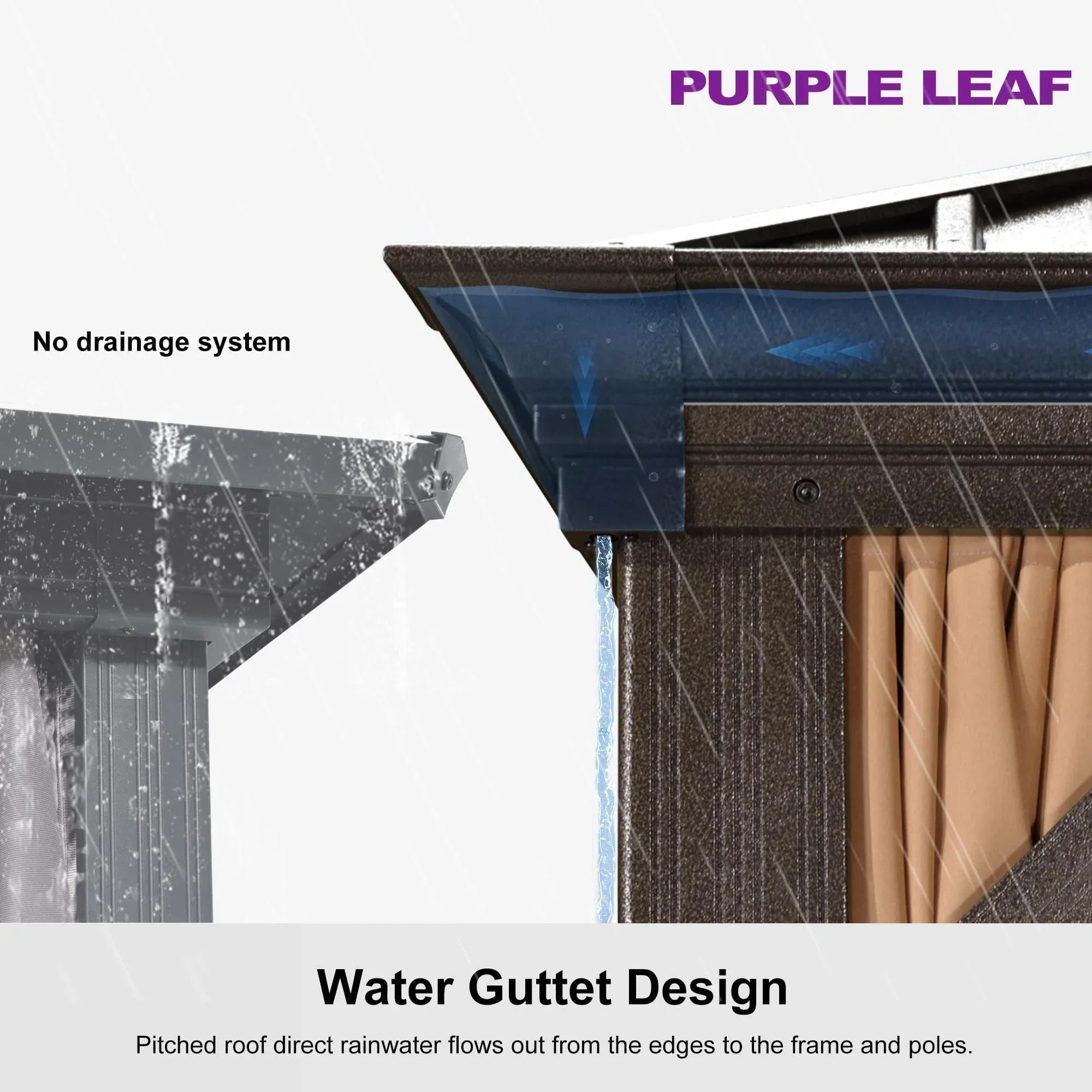 PURPLE LEAF Outdoor Hardtop Gazebo for Garden Bronze Double Roof Aluminum Frame Pavilion - Image 41