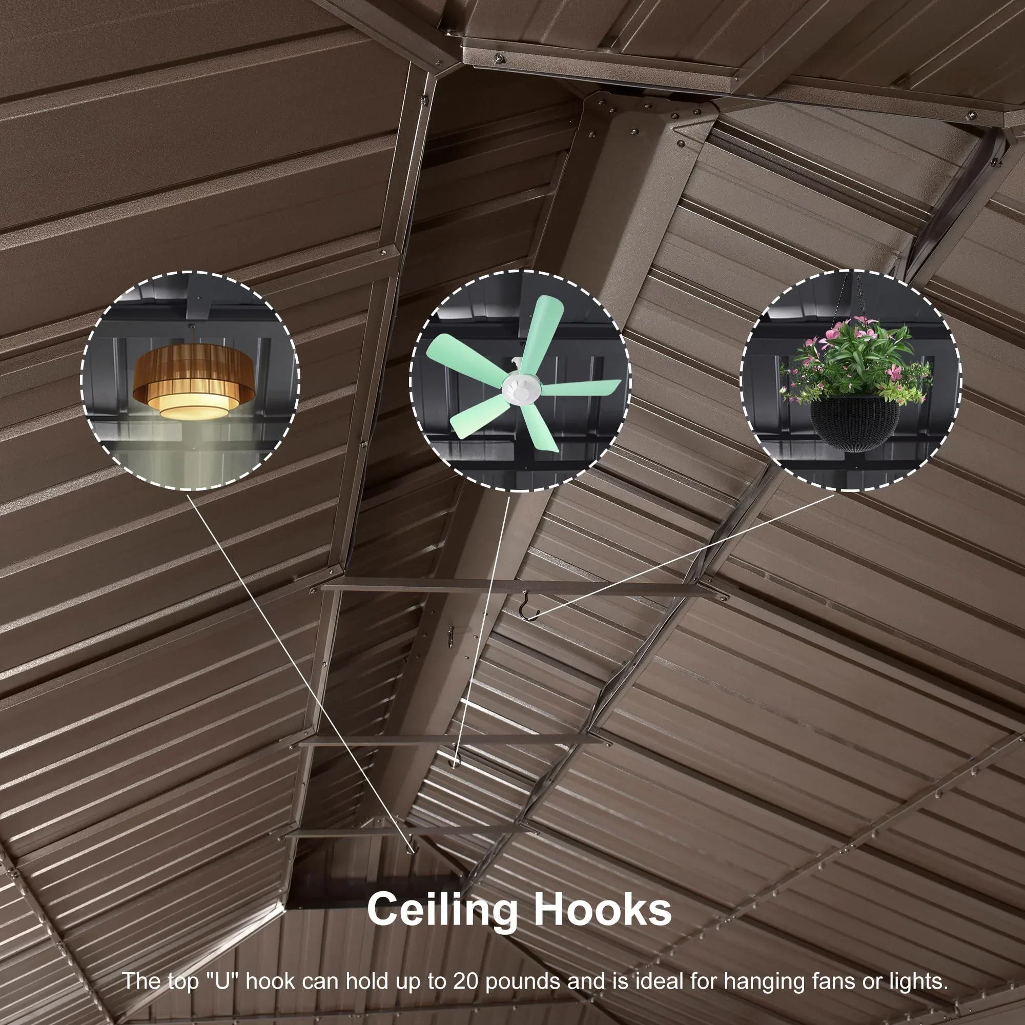 PURPLE LEAF Outdoor Hardtop Gazebo for Garden Bronze Double Roof Aluminum Frame Pavilion - Image 42