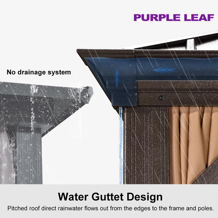 PURPLE LEAF Outdoor Hardtop Gazebo for Garden Bronze Double Roof Aluminum Frame Pavilion - Image 73