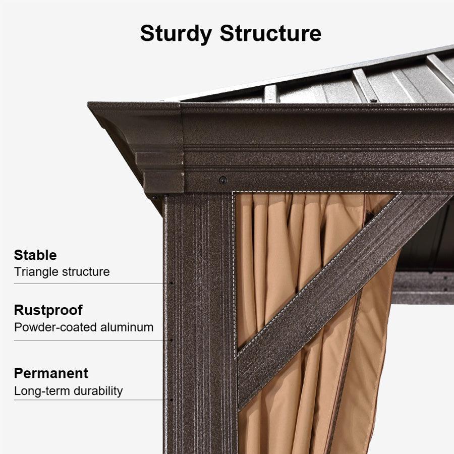 PURPLE LEAF Outdoor Hardtop Gazebo for Garden Bronze Double Roof Aluminum Frame Pavilion - Image 78