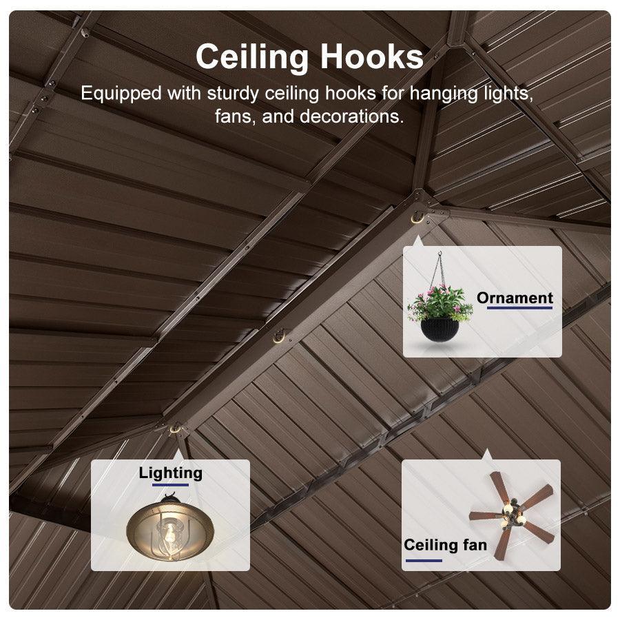 PURPLE LEAF Outdoor Hardtop Gazebo for Garden Bronze Double Roof Aluminum Frame Pavilion - Image 84