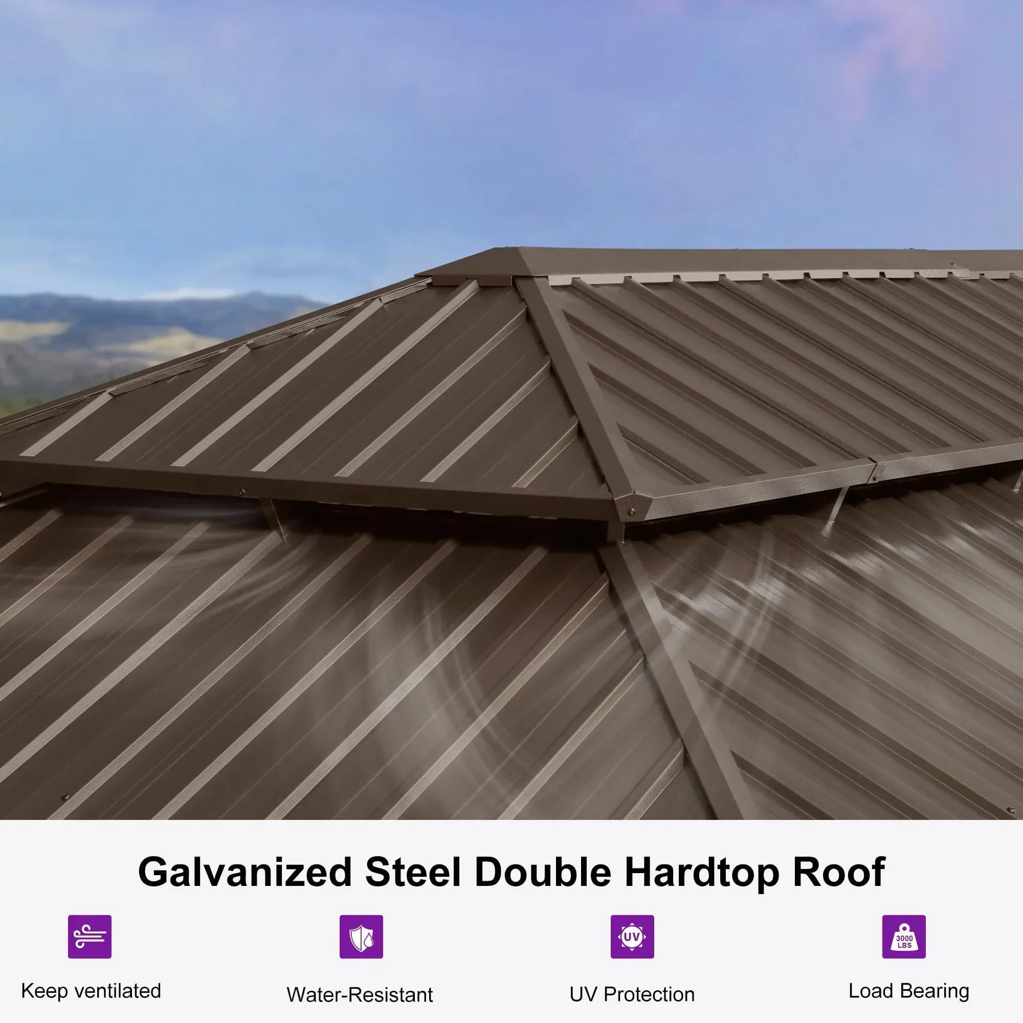 PURPLE LEAF Outdoor Hardtop Gazebo for Garden Bronze Double Roof Aluminum Frame Pavilion - Image 39