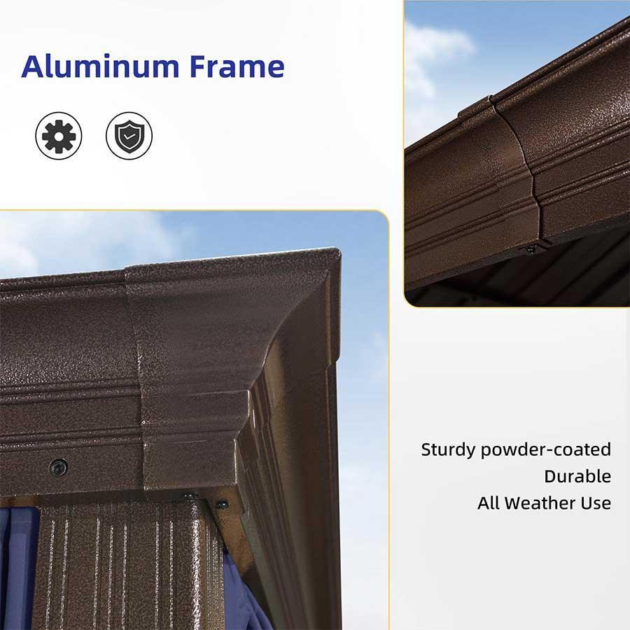 PURPLE LEAF Outdoor Hardtop Gazebo for Patio Bronze Aluminum Frame Pavilion with Navy-Blue Curtain - Image 21
