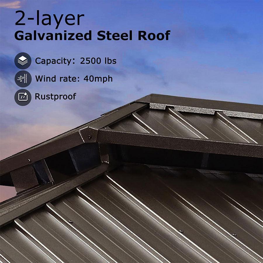 PURPLE LEAF Outdoor Hardtop Gazebo for Patio Bronze Aluminum Frame Pavilion with Navy-Blue Curtain - Image 39