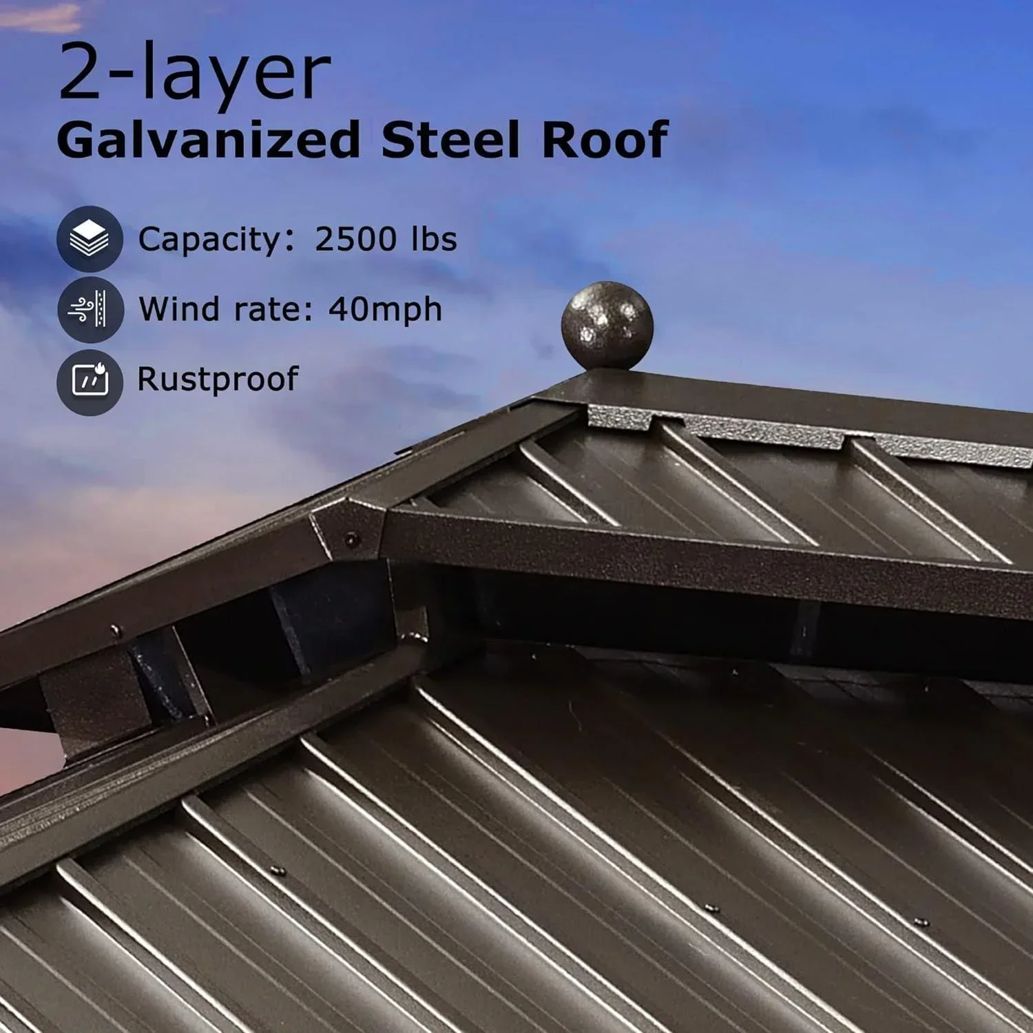 PURPLE LEAF Outdoor Hardtop Gazebo for Patio Bronze Aluminum Frame Pavilion with Navy-Blue Curtain - Image 51