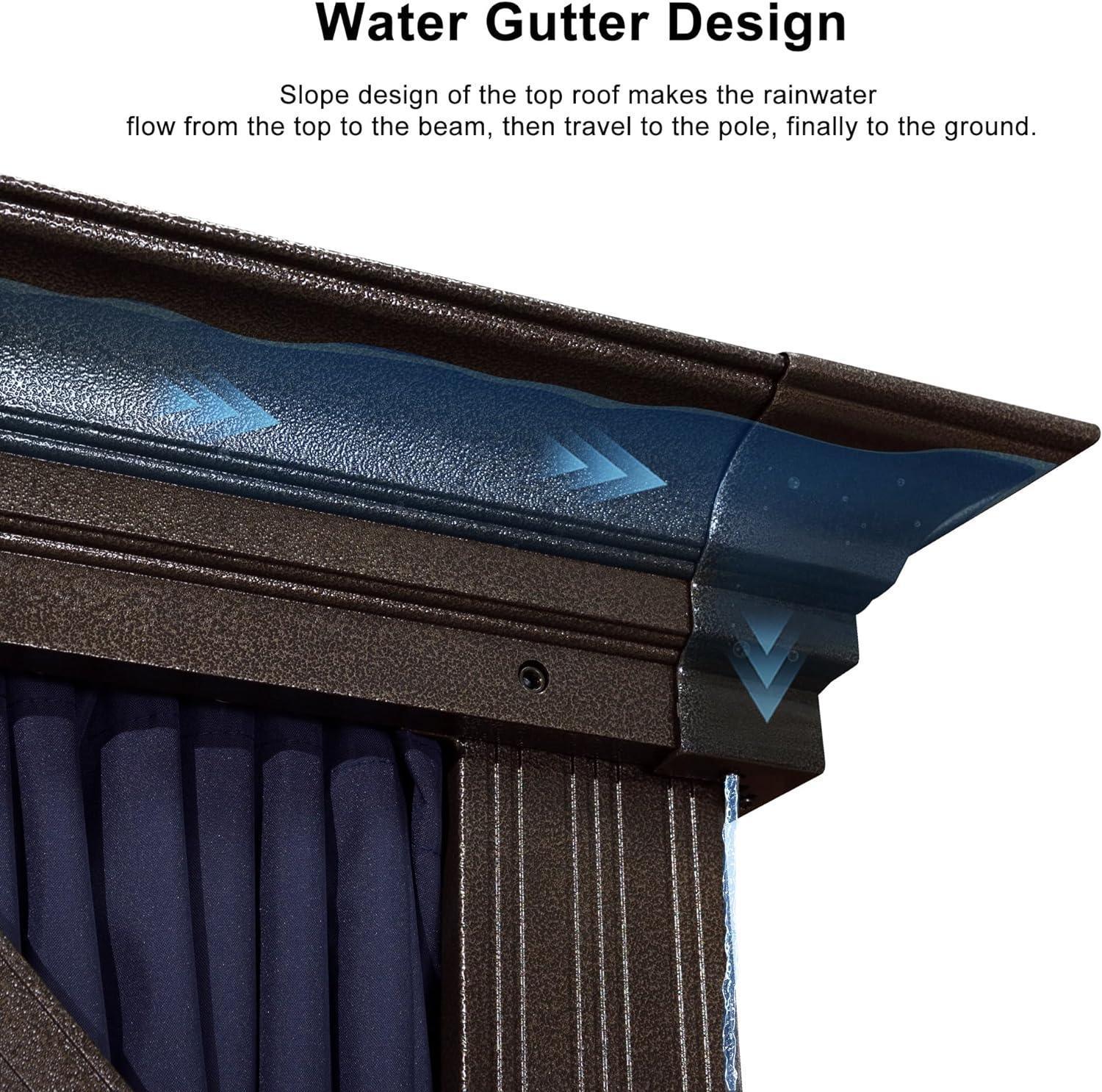 PURPLE LEAF Outdoor Hardtop Gazebo for Patio Bronze Aluminum Frame Pavilion with Navy-Blue Curtain - Image 71