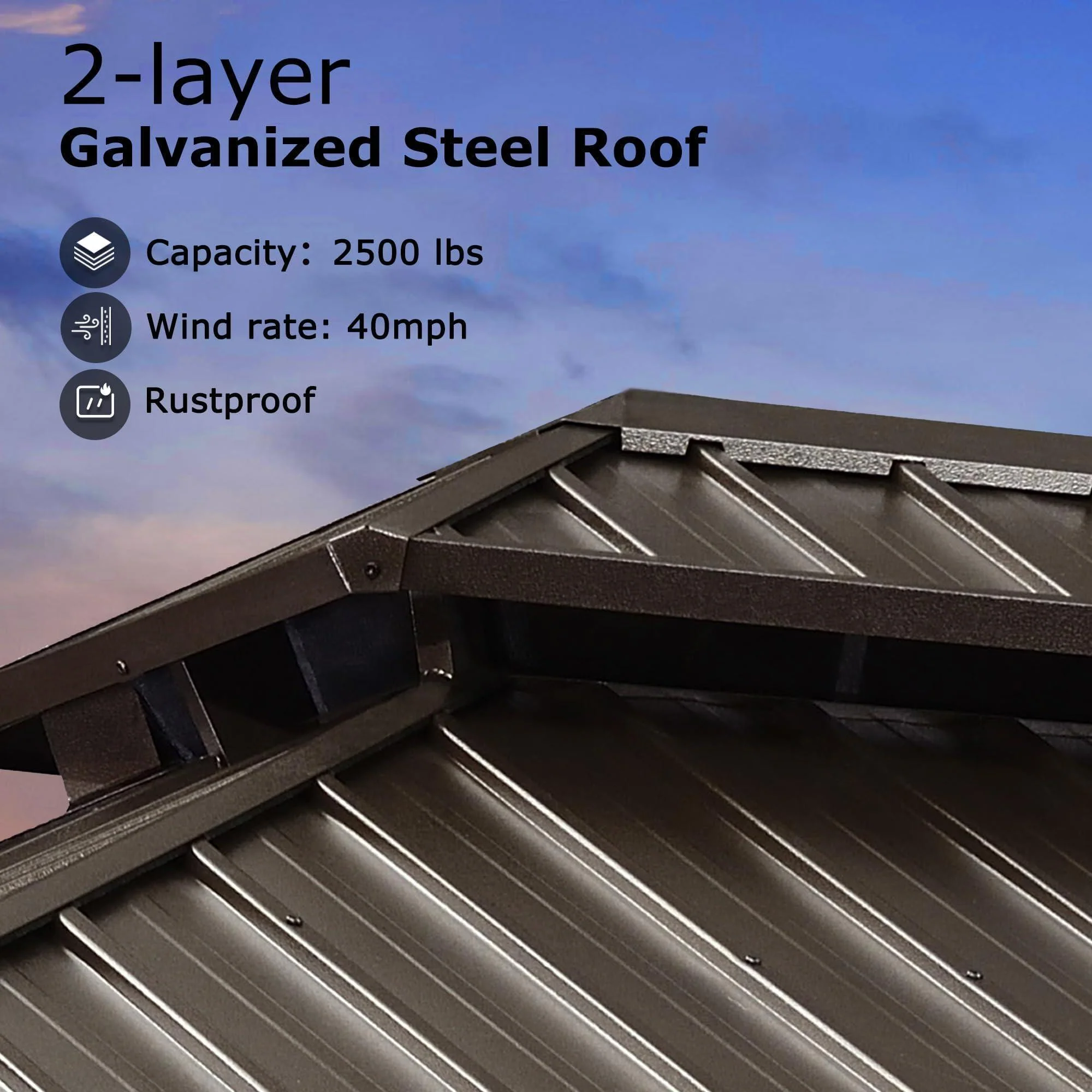 PURPLE LEAF Outdoor Hardtop Gazebo for Patio Bronze Aluminum Frame Pavilion with Navy-Blue Curtain and String Lights-milky - Image 22